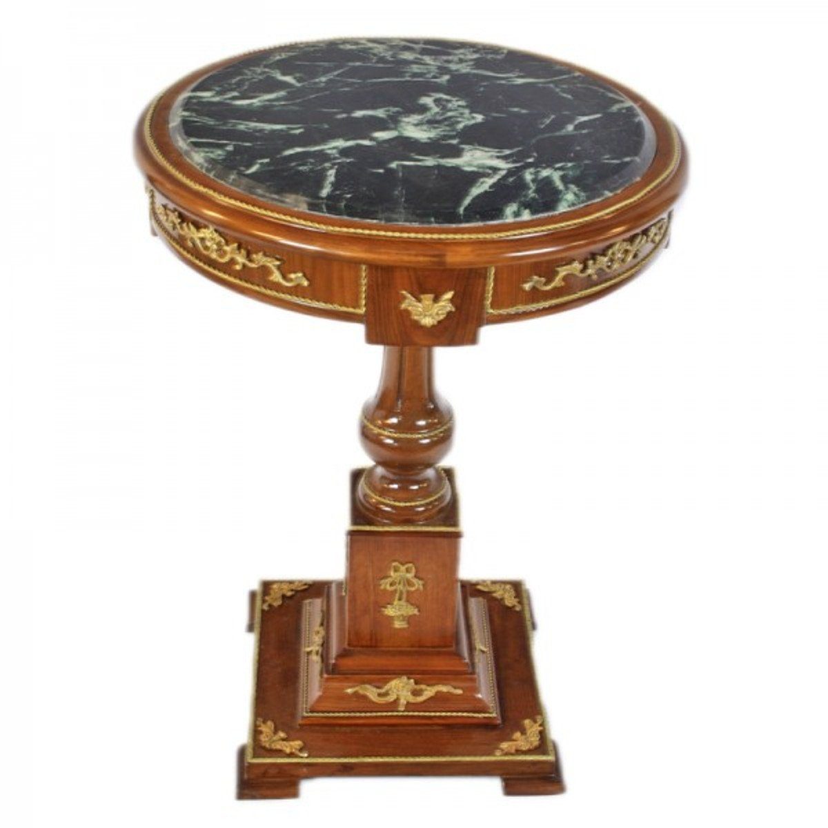 Casa Padrino Beistelltisch Barock Beistelltisch mit Marmorplatte Mahagoni / Gold H80 x 55cm - Empire Antik Stil Tisch - Möbel