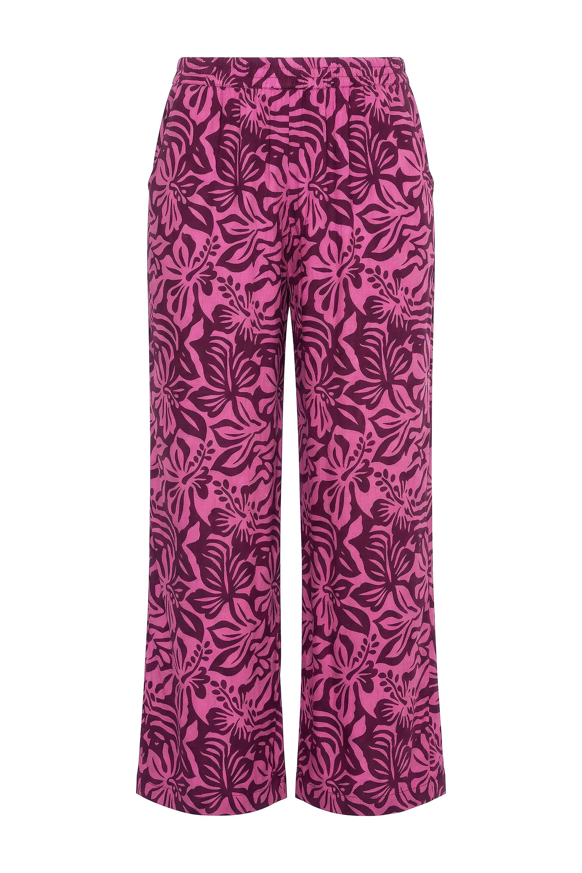 Schlupfhose Hose Wide Legs Flower-Print Elastikbund