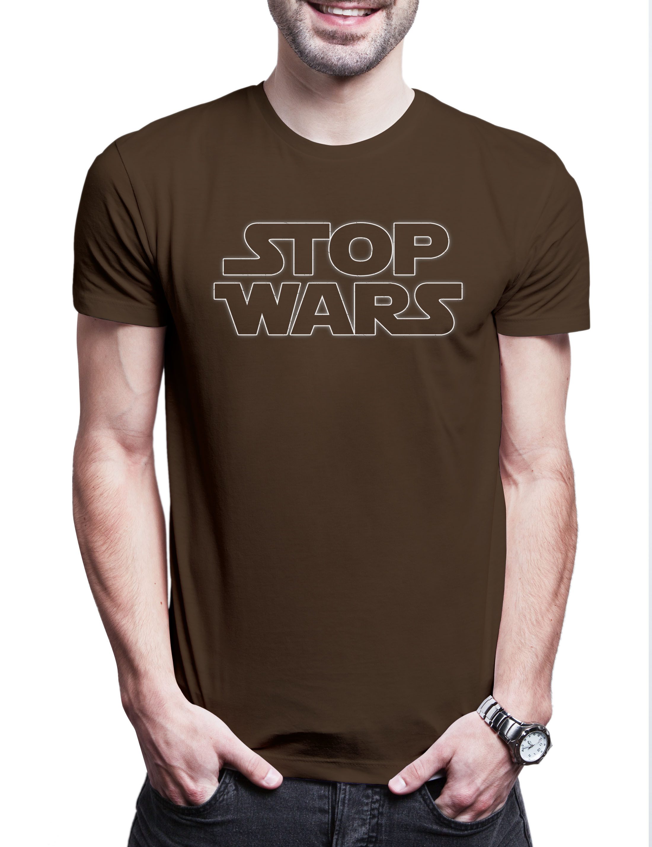 Print-Shirt Stop Wars Herren T-Shirt Against War Gegen Krieg Pazifismus Star