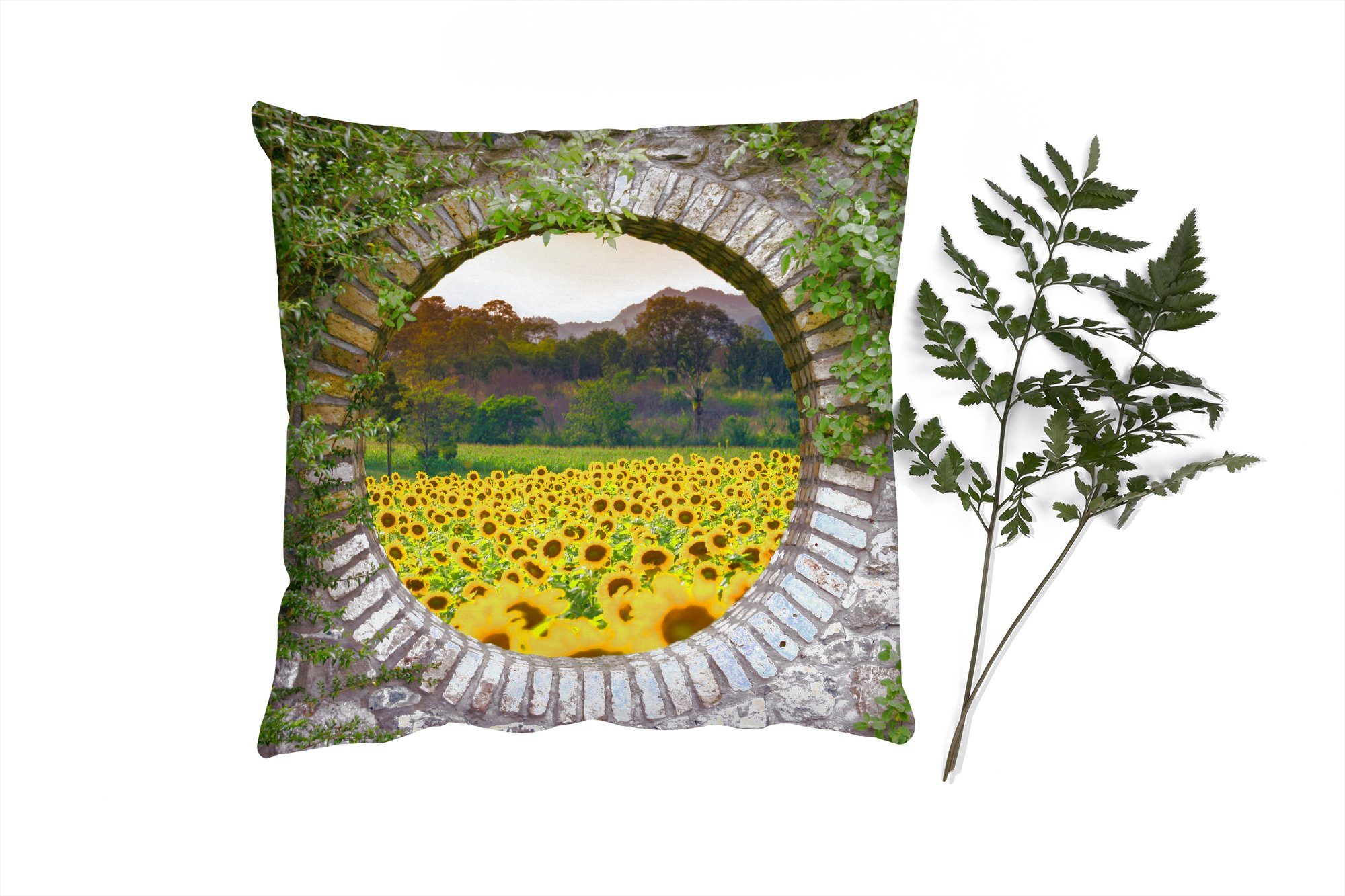 MuchoWow Dekokissen - Sonnenblume, mit - Füllung Wohzimmer, Schlafzimmer, Sofakissen Zierkissen für Durchschauen Blumen Deko