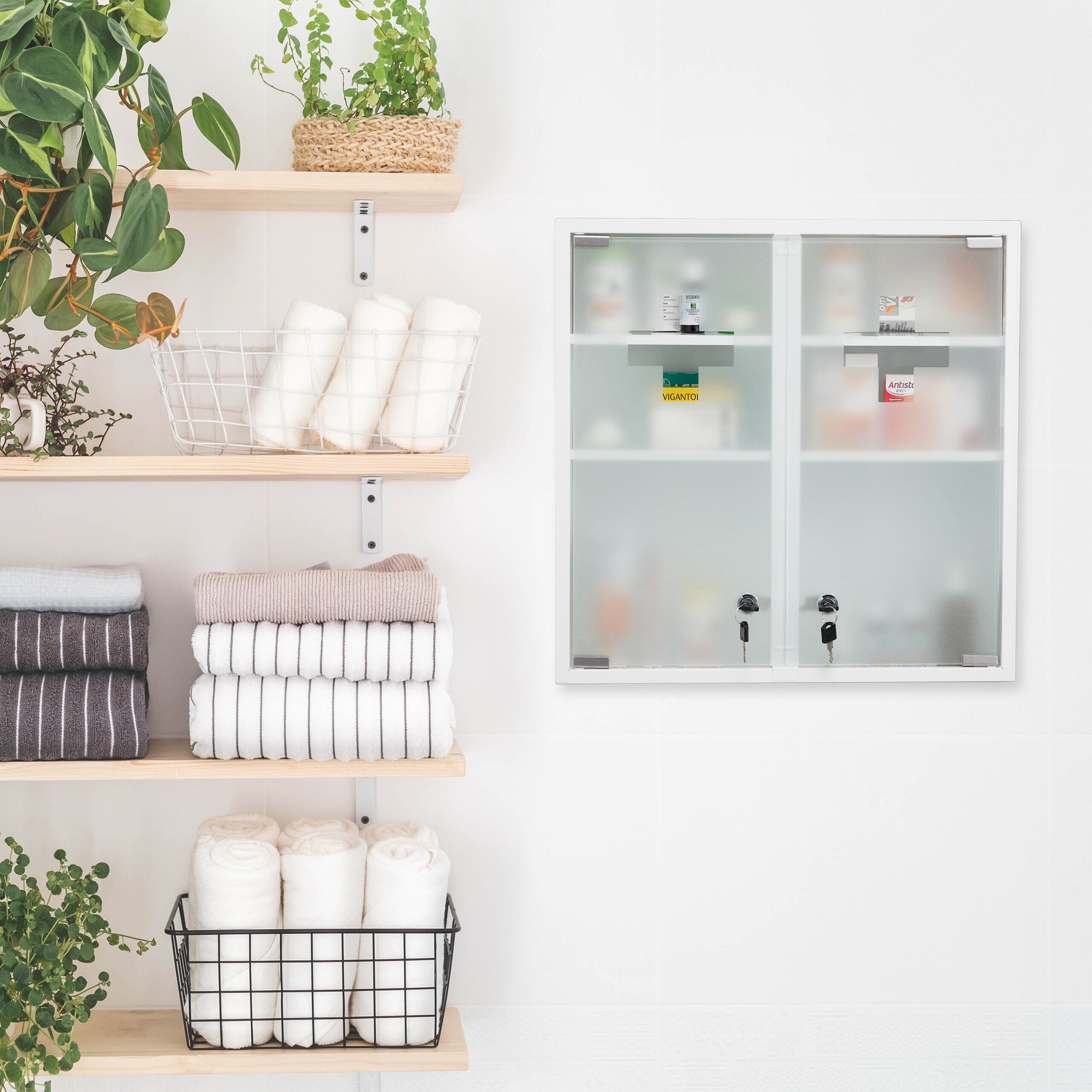 relaxdays Medizinschrank Abschließbarer Medizinschrank Doppeltür günstig online kaufen