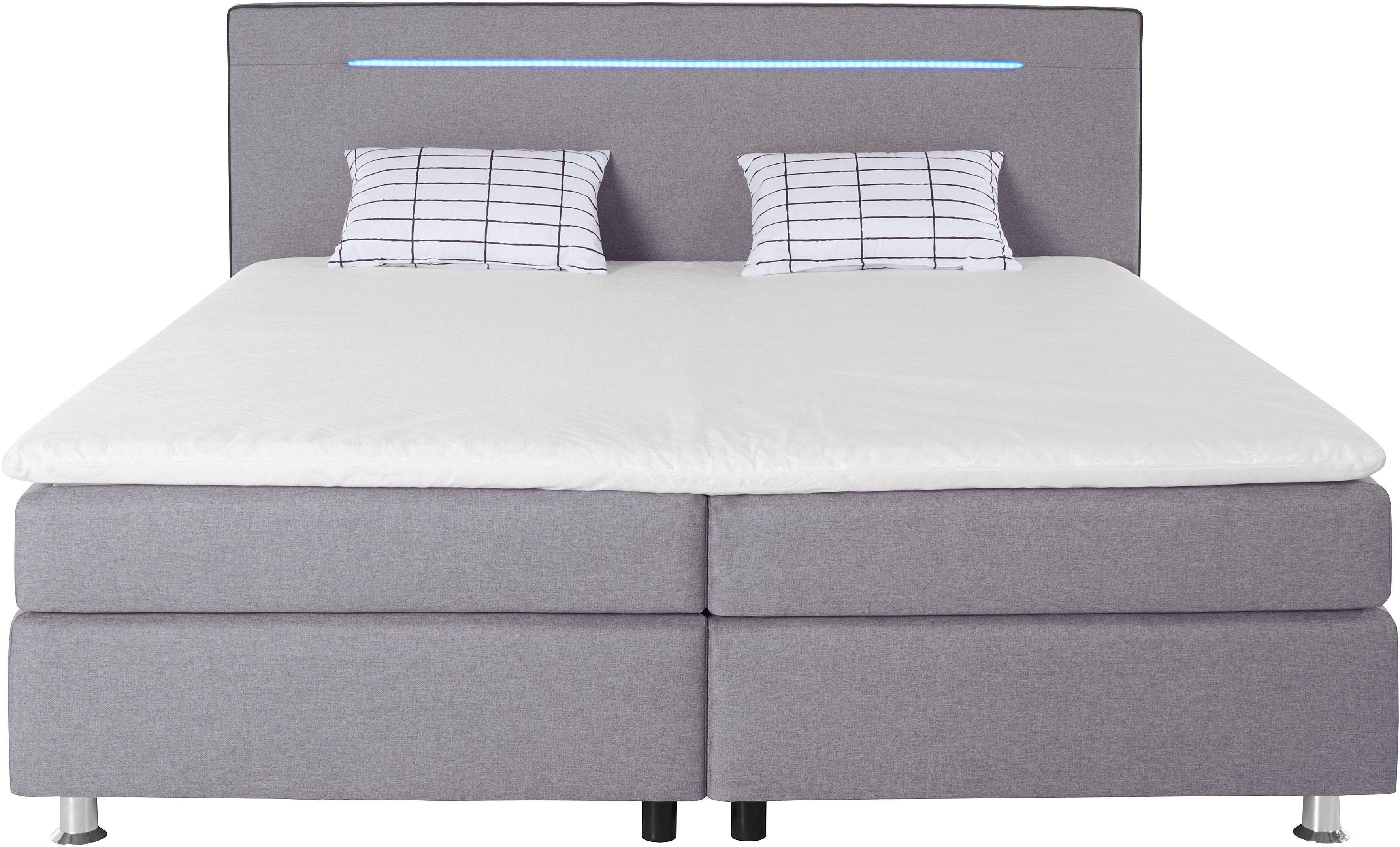 COLLECTION AB Boxspringbett London, inklusive Topper und Kissen, mit LED-Beleuchtung, Boxspringbett erhältlich in 90cmx200cm, 140cmx200cm & 180cmx200cm