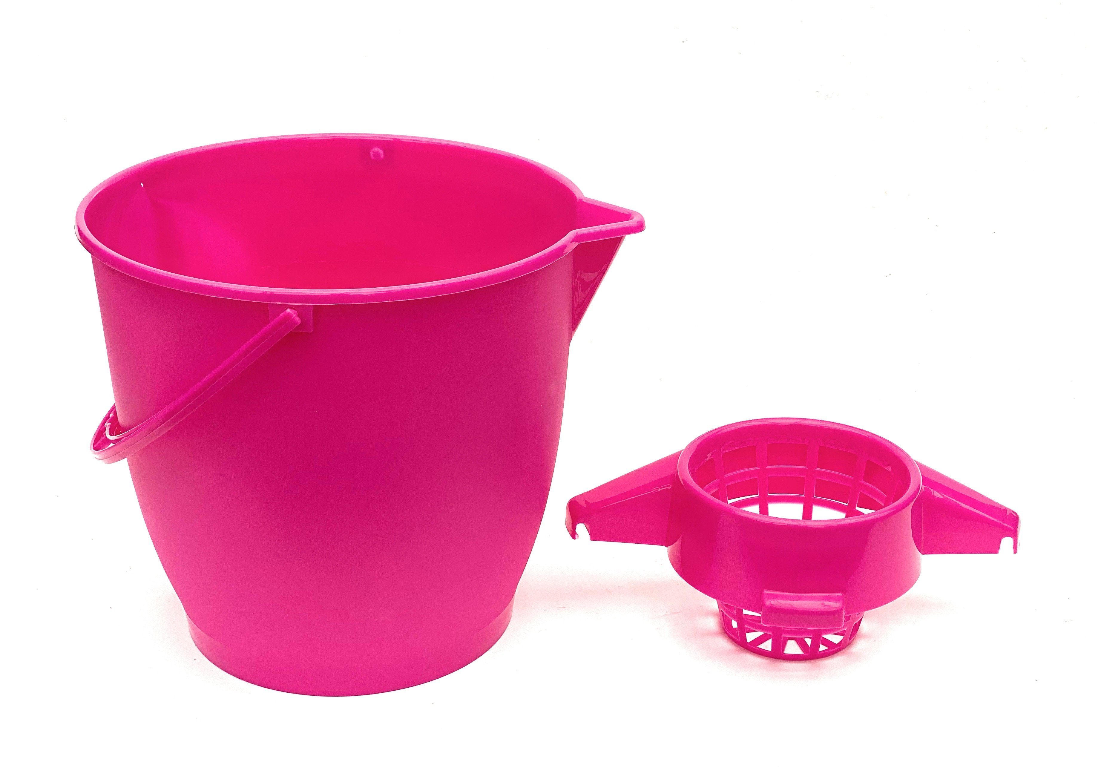 Pink Putzeimer Kunststoff 10l DanDiBo Rosa Presse Eimer mit Wischeimer Oval Putzeimer