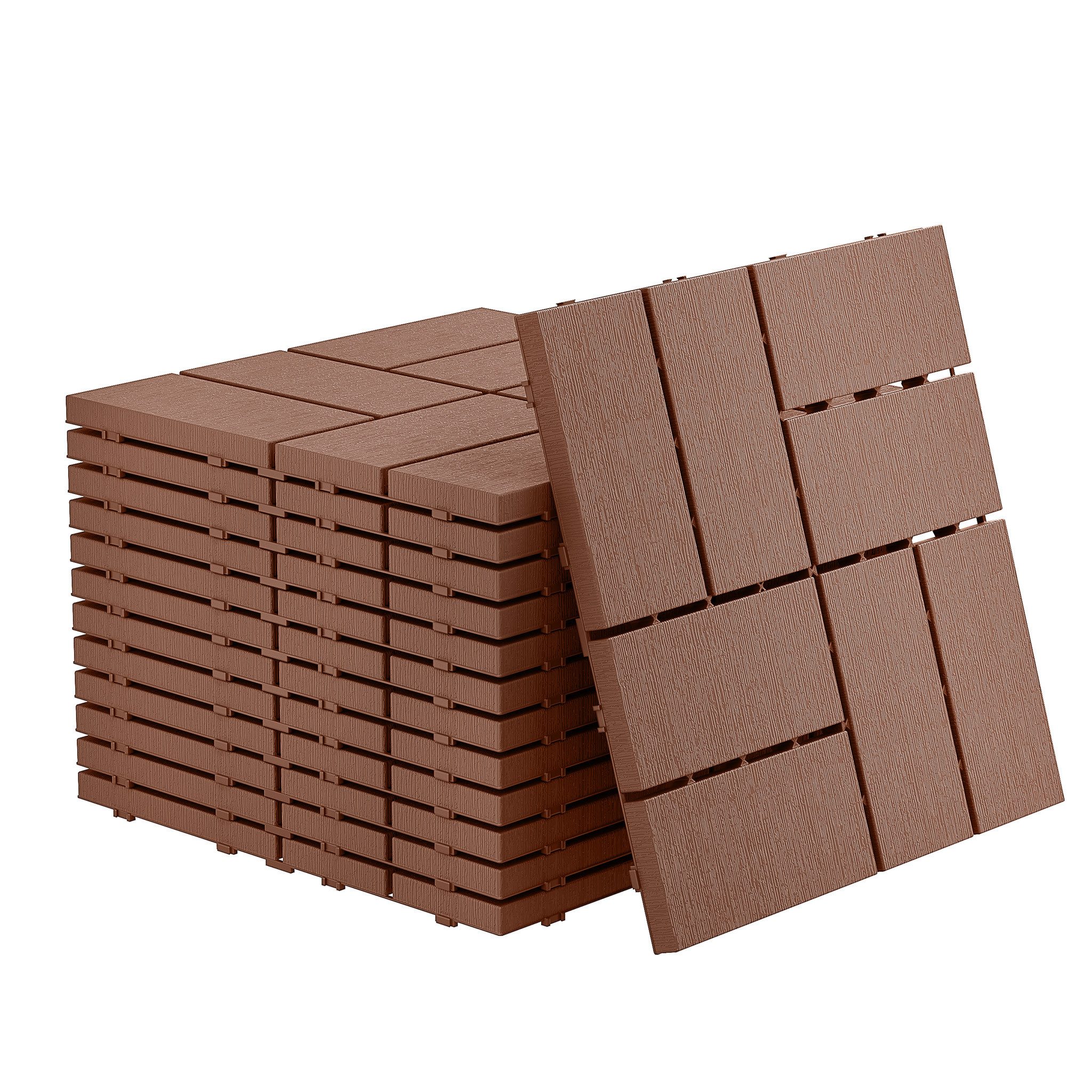 FIVMEN Terrassendielen Fliesen Klickfliesen Bodenbelag 30x30cm, Anthrazit/Braun(Typ A), (33-St), in Holzoptik für Terrassen, Gärten, Schwimmbäder