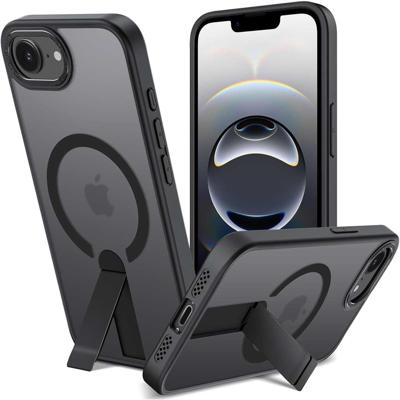 CoolGadget Handyhülle Kickstand Hybrid Hülle für iPhone 16e 6,1 Zoll, Schutzhülle Militärschutz Ständer kompatibel mit MagSafe Magnetring