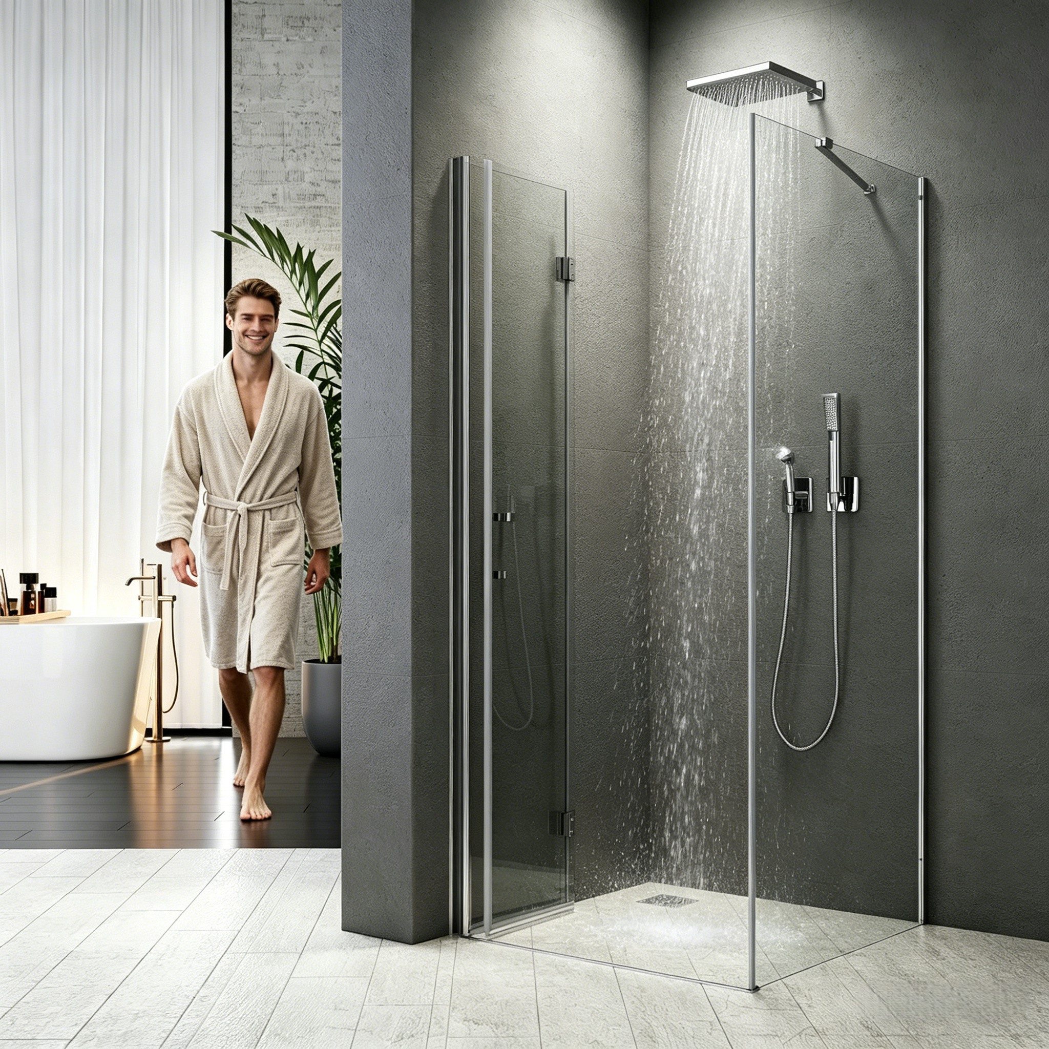 Boromal Eckdusche Duschkabine 90x90 80x80 Eckeinstieg Falttür Drehfalttür Seitenwand, BxT: 80x80 cm, Sicherheitsglas, Duschabtrennung, Duschwand Dusche Glas, 6mm ESG Nano Glas
