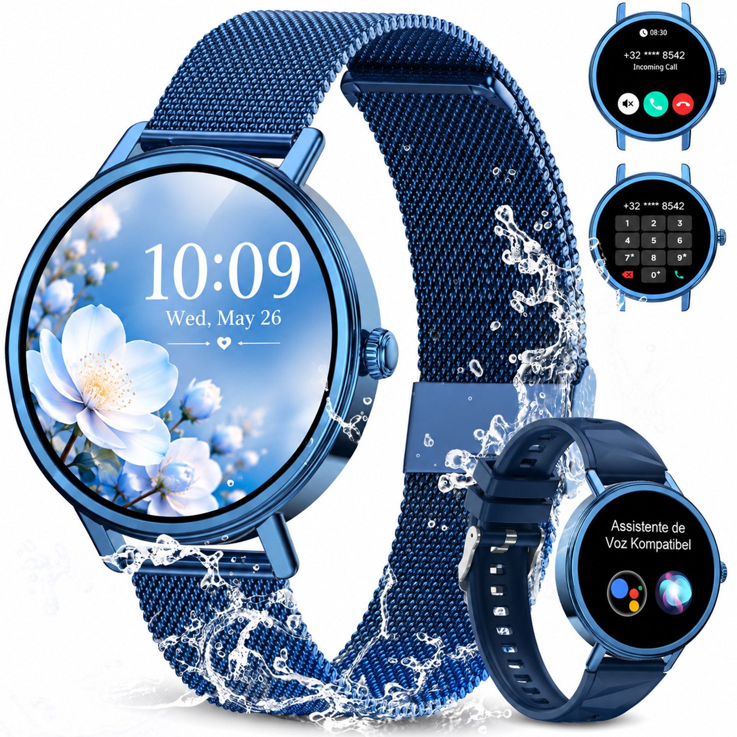 blackview Smartwatch X30 1,26″ für Damen mit Telefonfunktion undFitness-Tracking Smartwatch (4 cm/1.26 Zoll, iOS/Android) Set, mit …