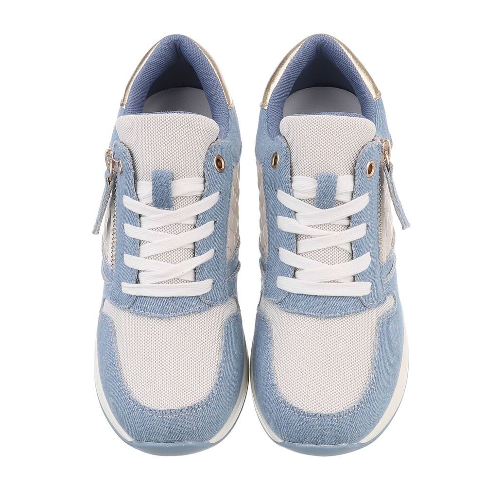 Ital-Design Damen Low-Top Freizeit Sneaker Keilabsatz/Wedge Sneakers Low in Hellblau – Bild 4 von 4