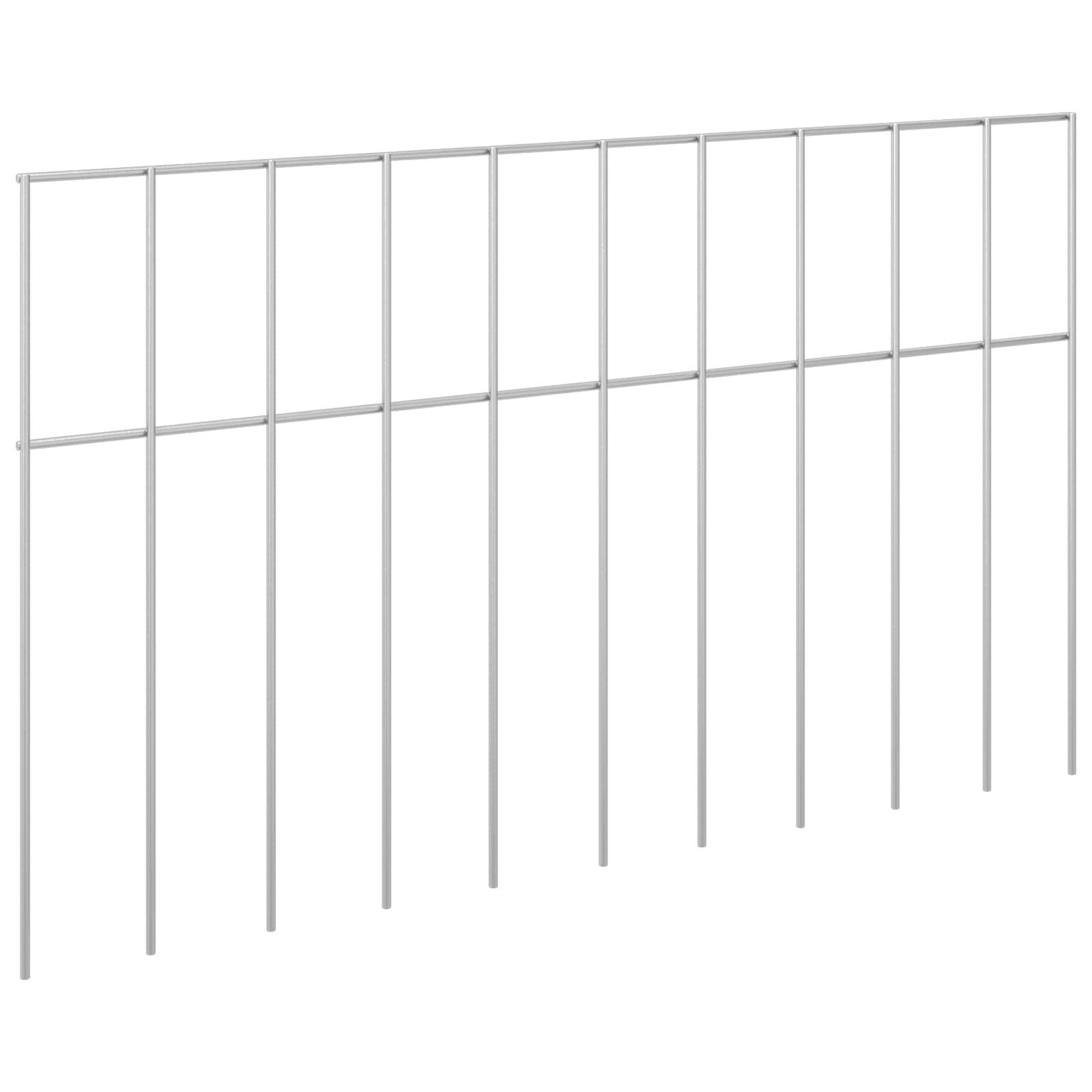 vidaXL Gartenzaun Gartenzaun-Paneel 24 pcs Verzinkter Stahl Silber, (24-St)