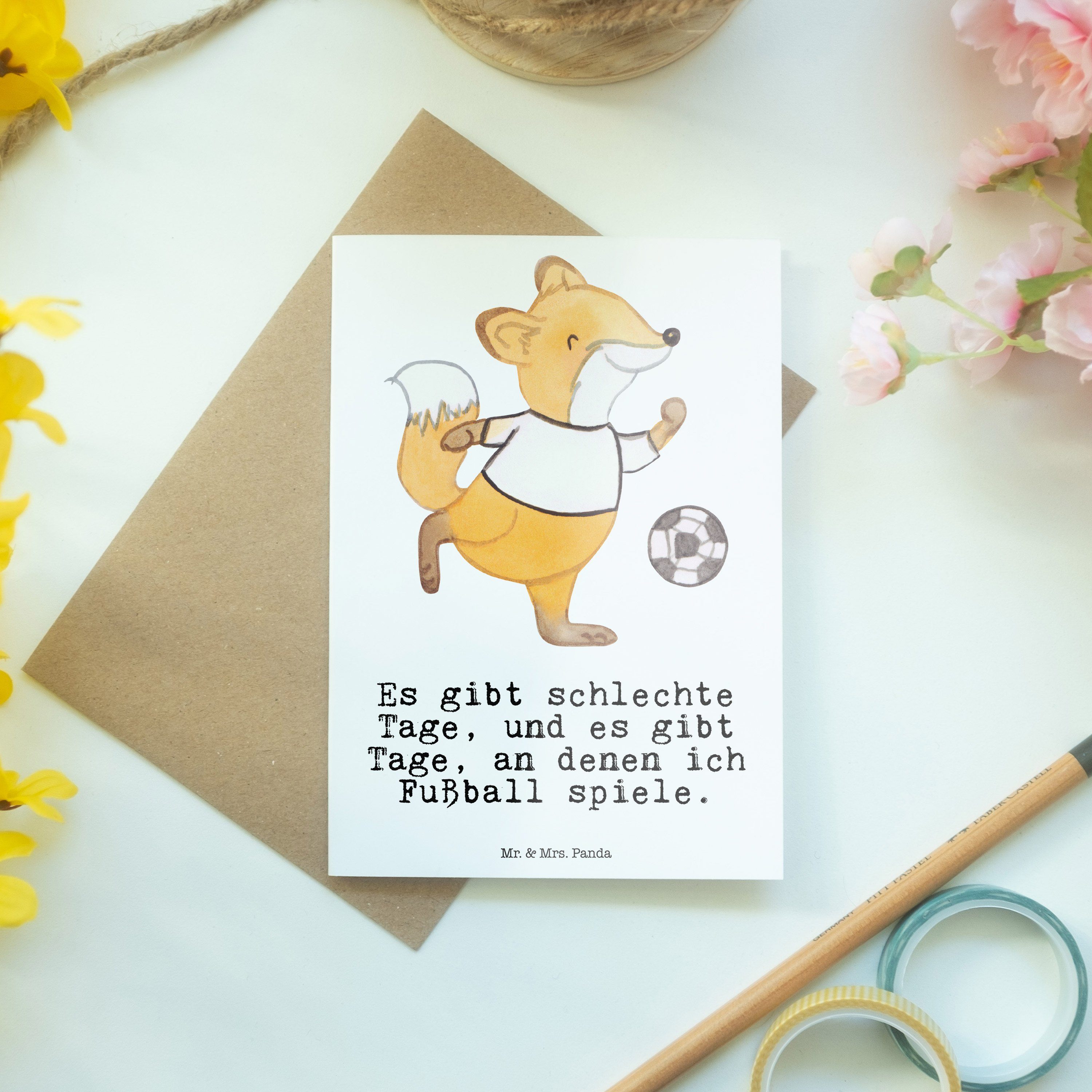 Mr. & Weiß Glückwunschkarte Karte, Panda - - spielen Grußkarte Fußball Fuchs Geschenk, Tage Mrs