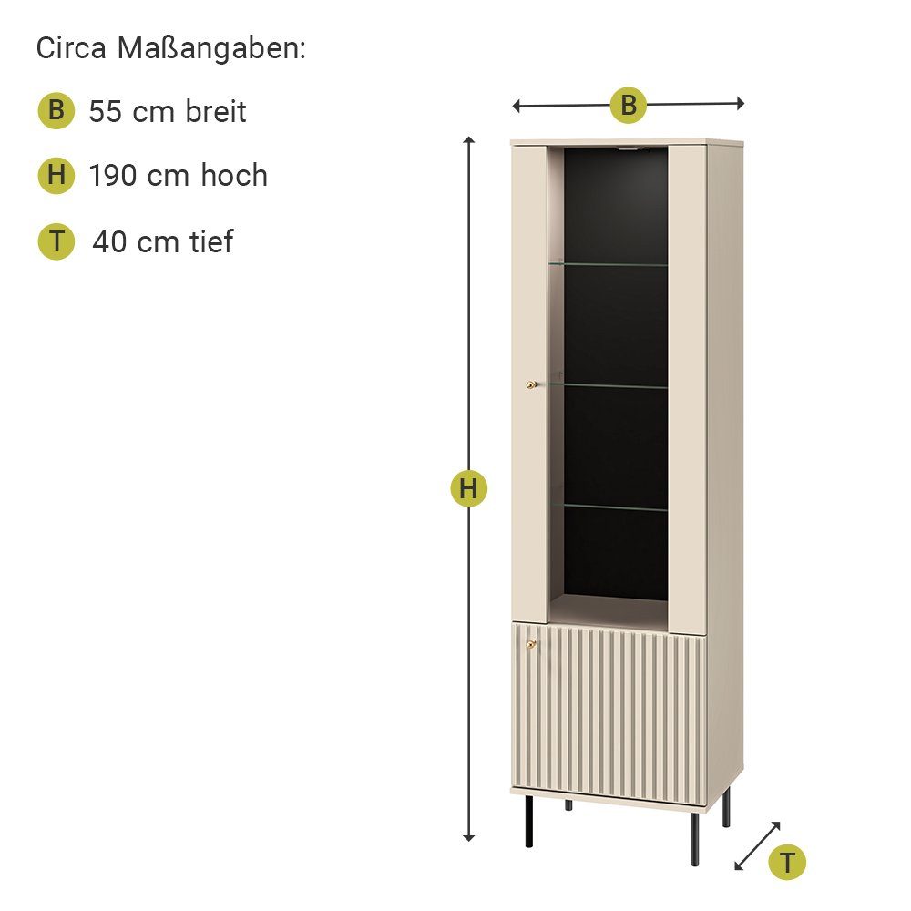 Lomadox Wohnwand SALOU-131, in Optik gerillter 4-tlg), matt kaschmir mit (4-St