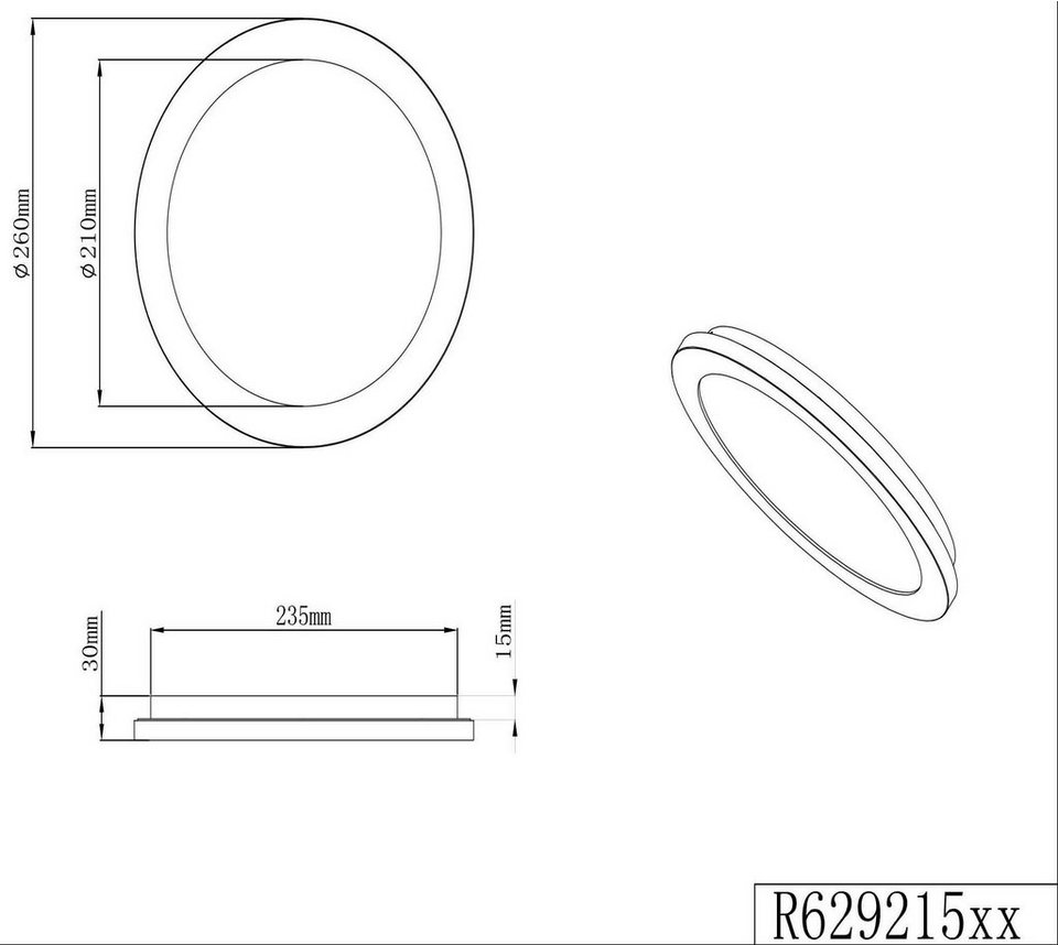 TRIO Leuchten LED Deckenleuchte Camillus, LED fest integriert, Warmweiß,  matt, weiß, Switch Dimmer, warmweiß 3000 K, Badezimmer geeignet, IP45,  bequem über den Wandschalter in 3 Stufen dimmbar (Switch Dimmer)