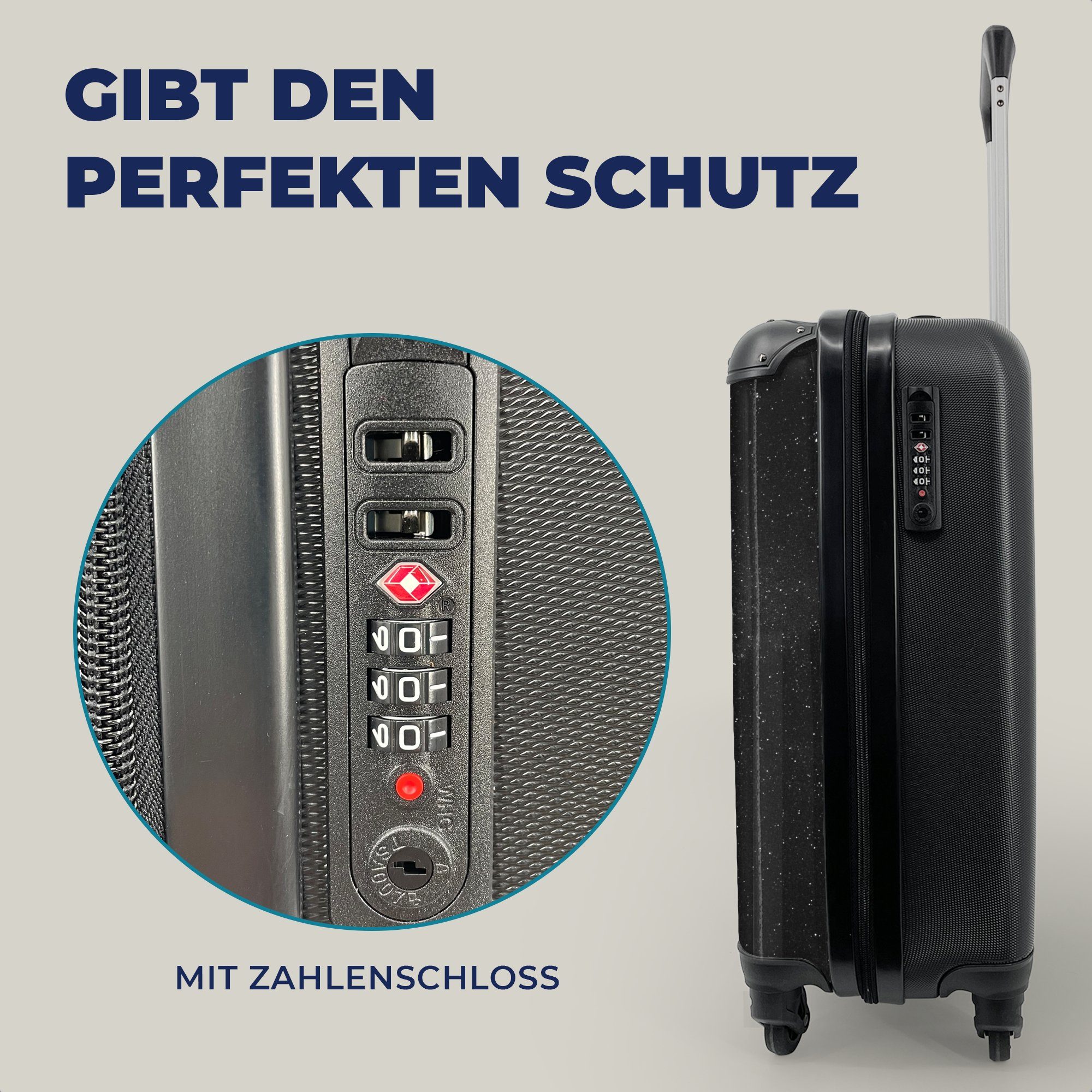 Handgepäckkoffer Weiß - MuchoWow Sternenhimmel Reisekoffer Reisetasche für - Handgepäck 4 Ferien, Rollen, Himmel, - mit rollen, Schwarz Trolley,