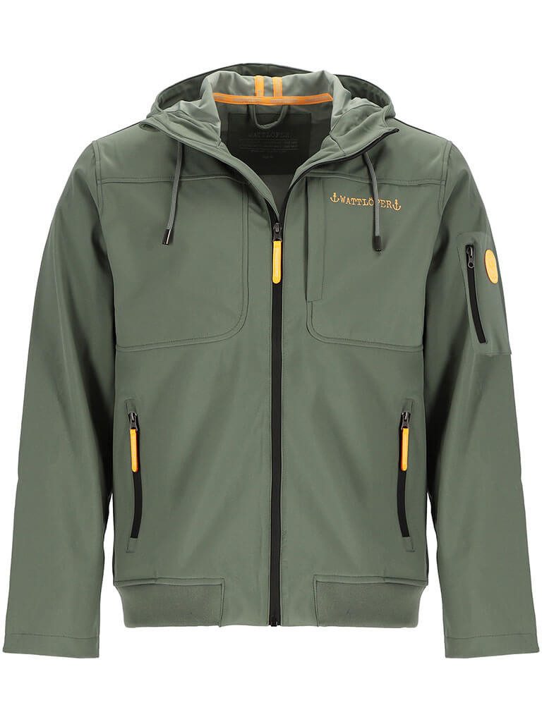 Wattlöper Softshelljacke 62531SH Herren Softshell-Blouson mit Kapuze - Modische Softshelljacke unifarbe