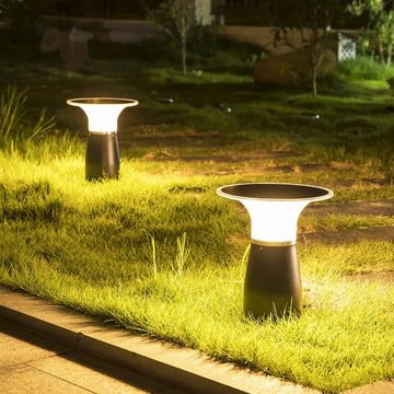 Arnusa LED Solarleuchte Solarlampe Wegeleuchte Sockelleuchte 29 cm Gartenlampe Außenleuchte, Duo Farbeinstellung, LED fest integriert, Kaltweiß, Warmweiß, Duo Color, kabellos, 4000 mAh hell