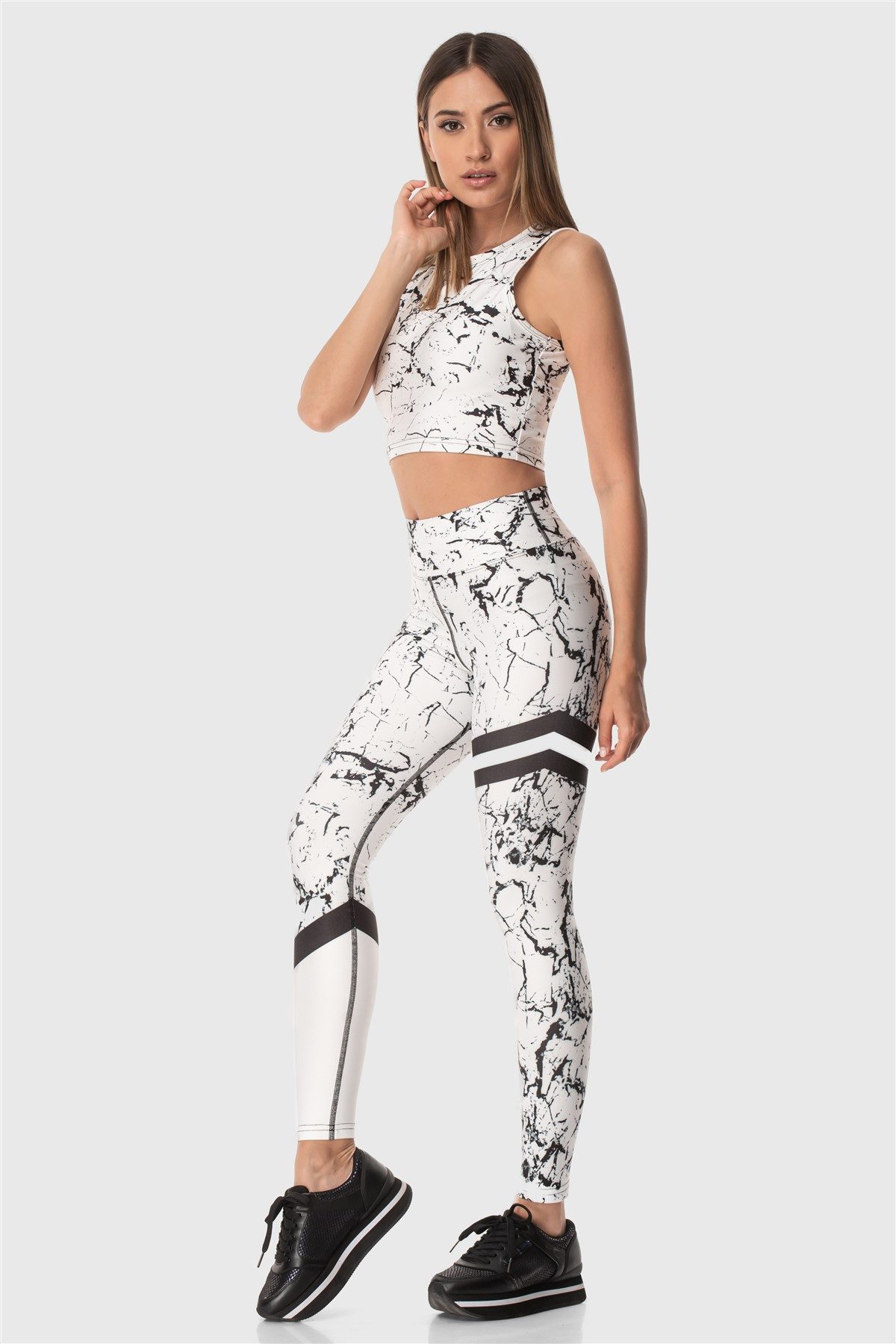 Superstacy Leggings Stripe Leggings mit Marmor Muster – Bild 4 von 5