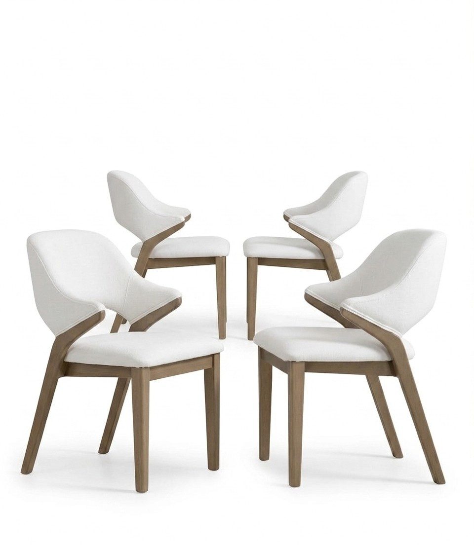 Xlmoebel Sitzgruppe 4er Set gepolsterte Stühle in Weiß für modernes Esszimmer, (4-tlg., 4er-Set)