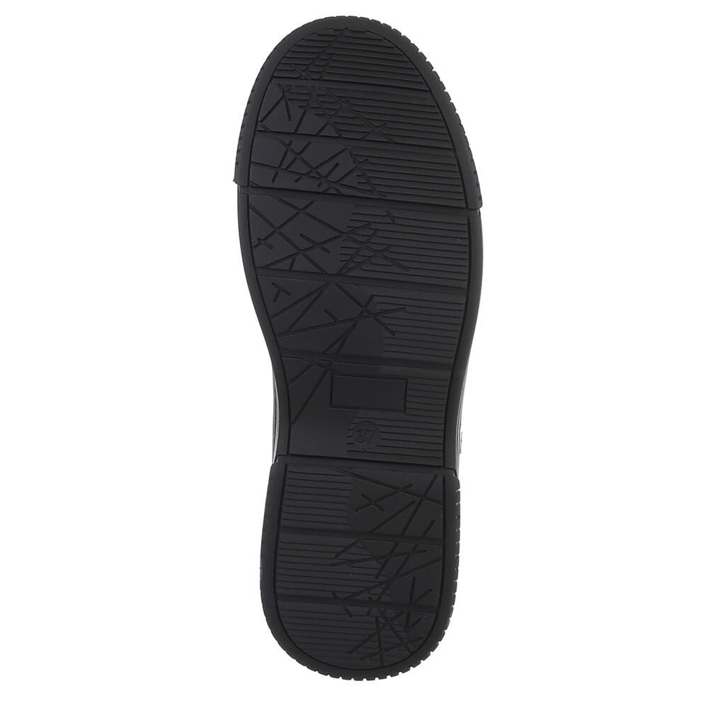 Ital-Design Damen Halbschuh mit Reißverschluss und Schnürung Schnürstiefelette (90598702) Flach Stiefeletten in Schwarz