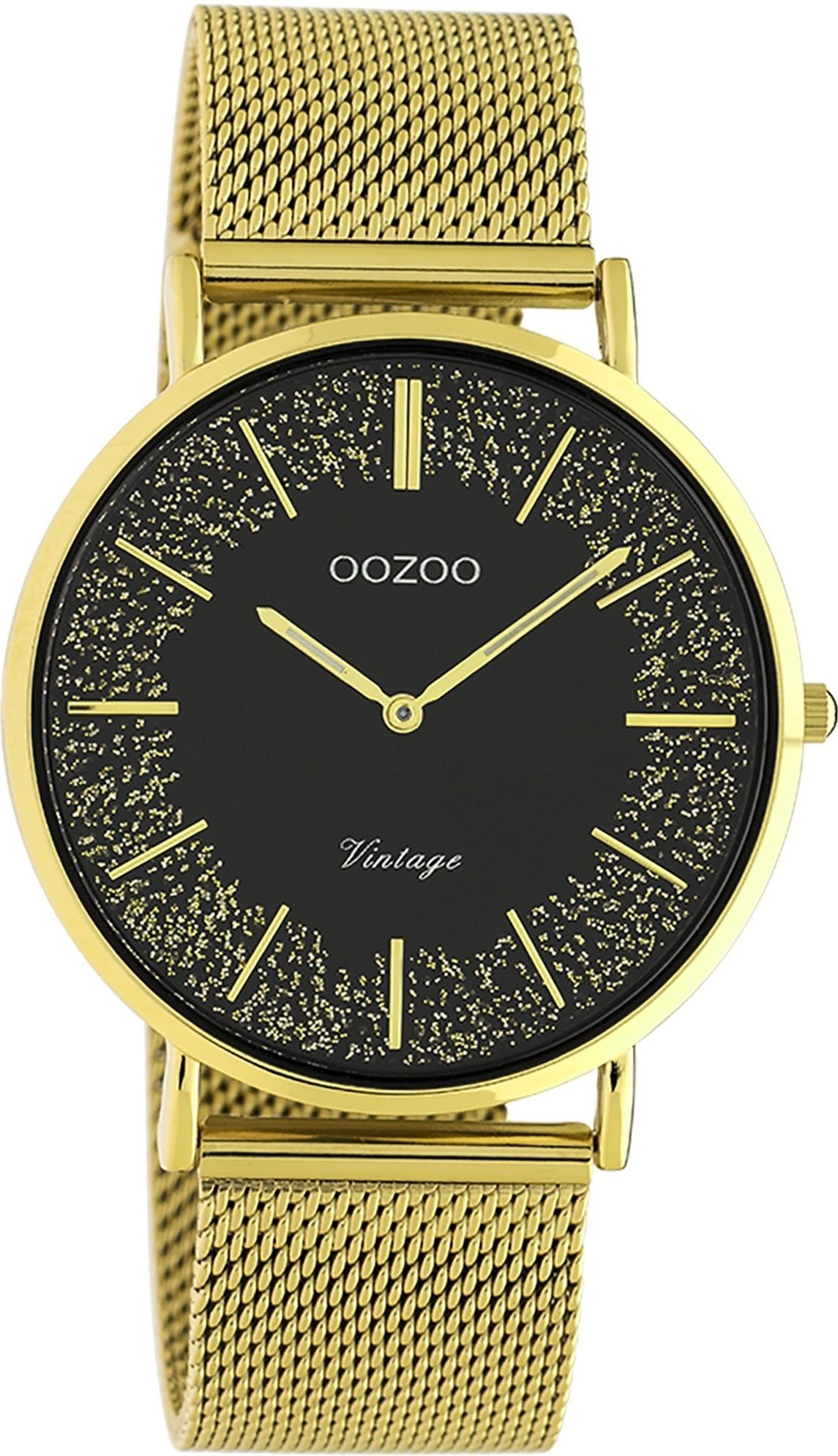 goldfarben Analog, (ca. 40mm) Edelstahlarmband, Armbanduhr Damenuhr OOZOO Elegant-Style Oozoo groß Damen Quarzuhr rund,