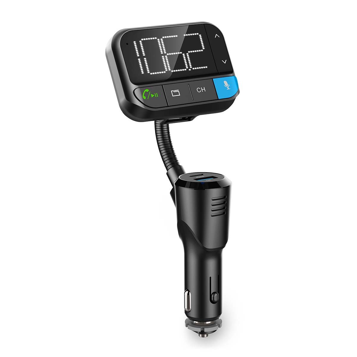 Nedis CATR1024BK KFZ-Transmitter Kfz Audio FM Transmitter zu Kfz Audio FM Transmitter, Bluetooth 5.3, USB-C PD, Freisprechfunktion, flexibles Design