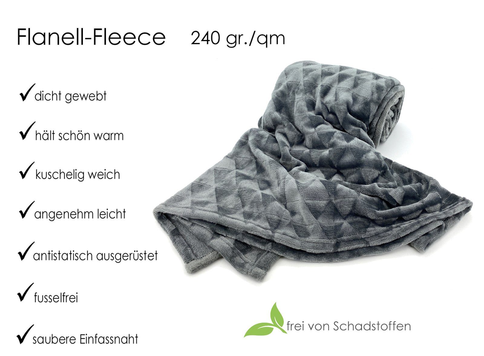 Wohndecke Soft Flanell Kuscheldecke Triangel Raute Sofadecke, heimtexland, super weich und flauschig, Allergiker geeignet, atmungsaktiv – Bild 4 von 5