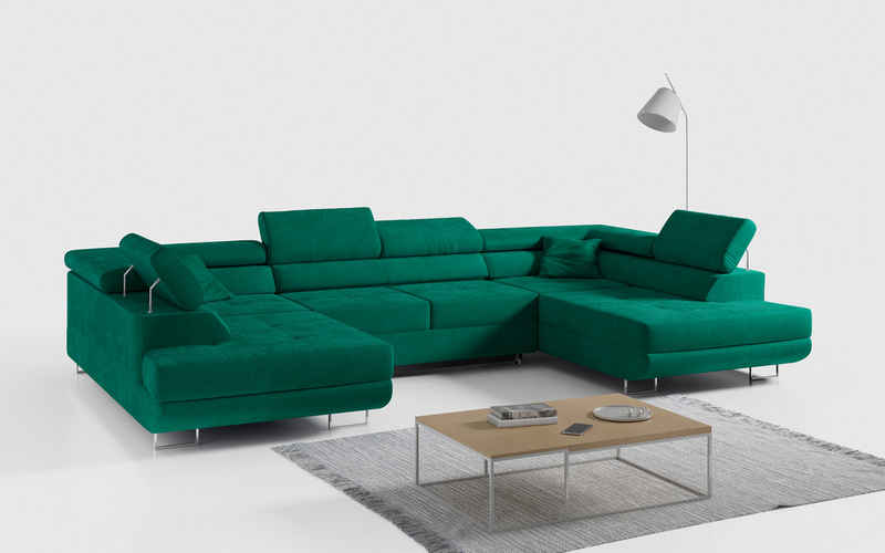 MKS MÖBEL Ecksofa GUSTAW U, U-Form Couch mit Schlaffunktion, Wohnzimmer - Wohnlandschaft