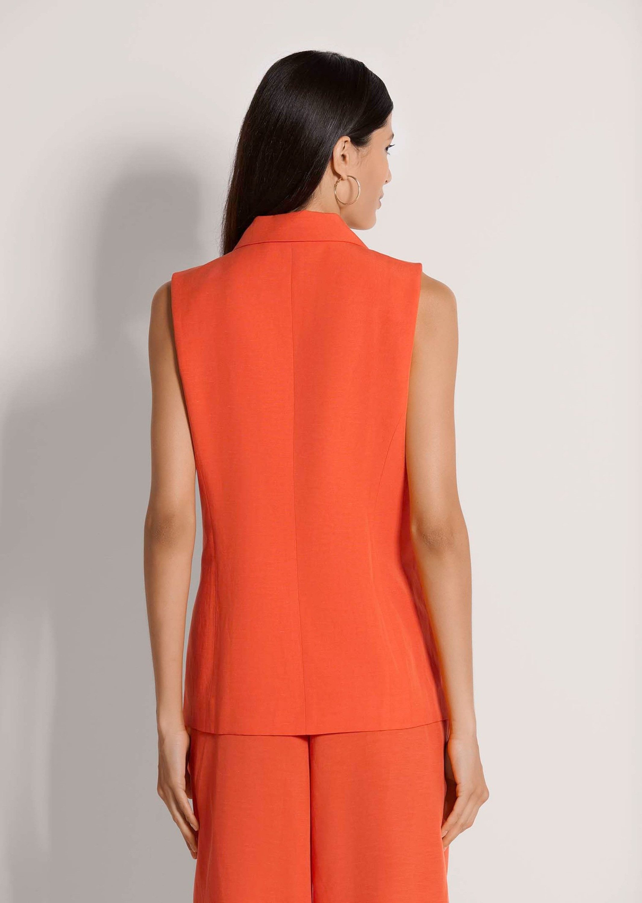 MADELEINE Kurzweste Elegante Anzug-Weste Damen, Reverskragen Leicht gefütterte Business-Weste mit Leinen-Anteil