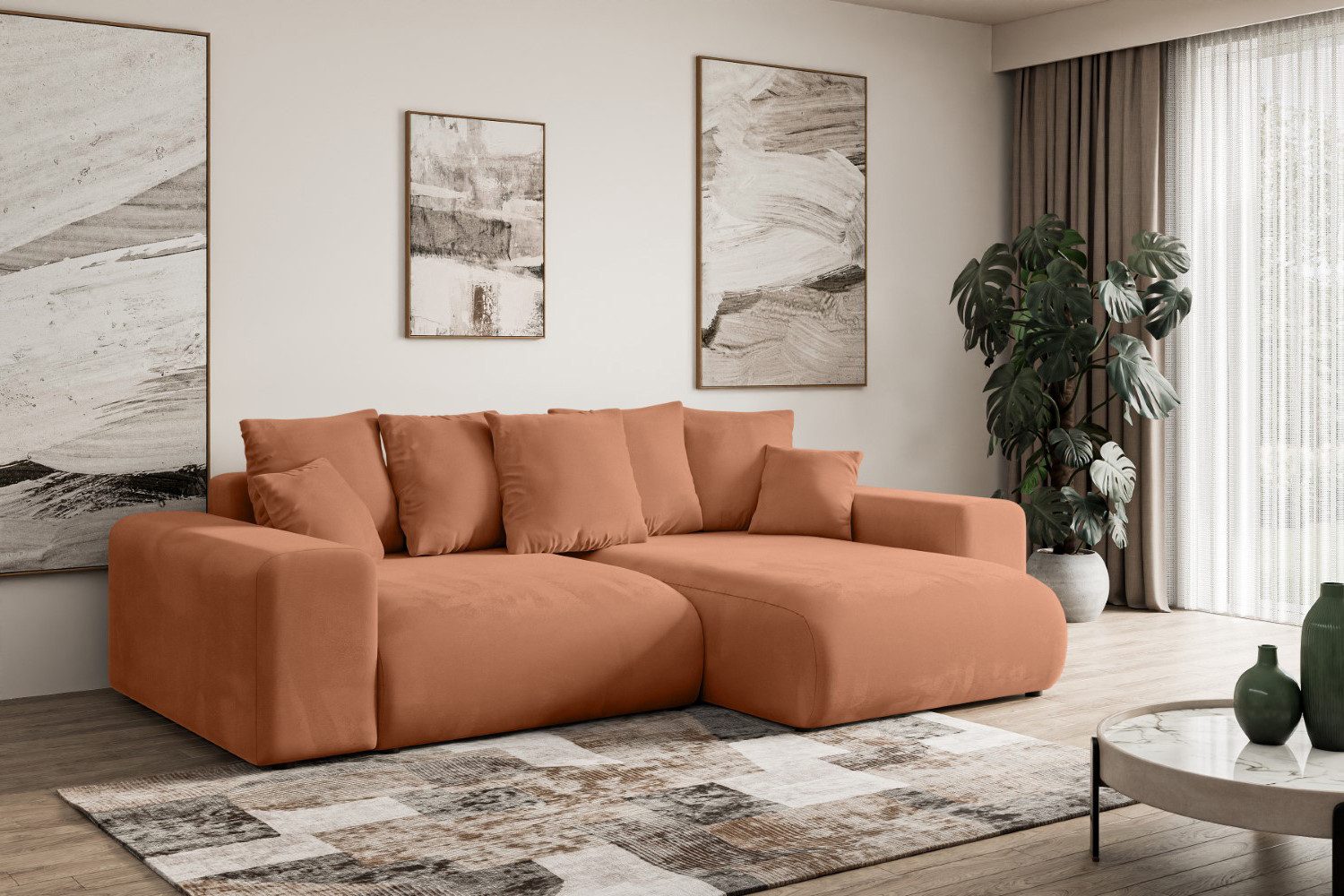 ALTDECOR Ecksofa ESKAR-L, Couch mit Schlaffunktion, Wohnzimmer - Wohnlandschaft, Corner Sofa Bett Eckcouch Couch L-Form Schlafcouch Ausziehbar