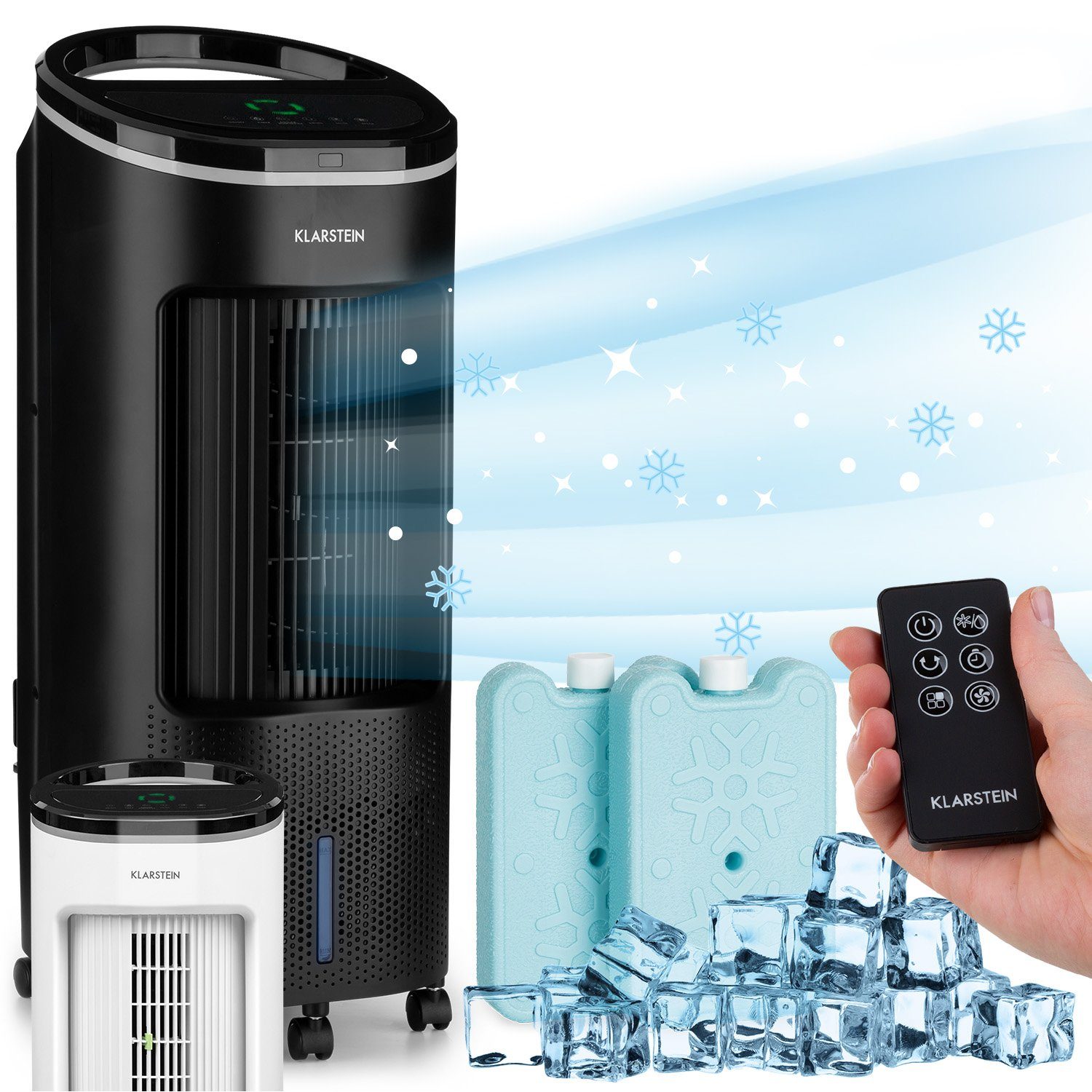 Klarstein Ventilatorkombigerät IceWind Plus 4-in-1 Luftkühler 330 m³/h  Oszillation Fernbedienung, Klimagerät mobile Klimaanlage mobil Air  Conditioner Air Cooler