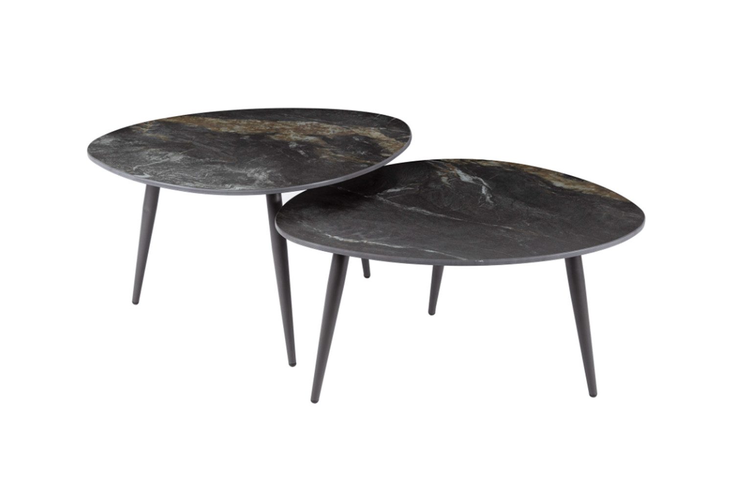 KAWOLA Couchtisch PONTE (Set, 2-St), Keramik schwarz oval