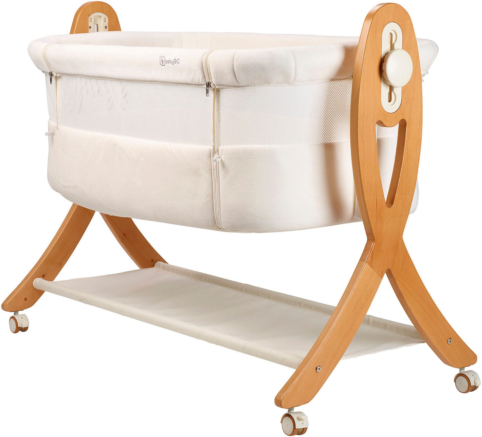 BabyGo Beistellbett SidebySide, weiß/beige, mit Schaukelfunktion günstig online kaufen