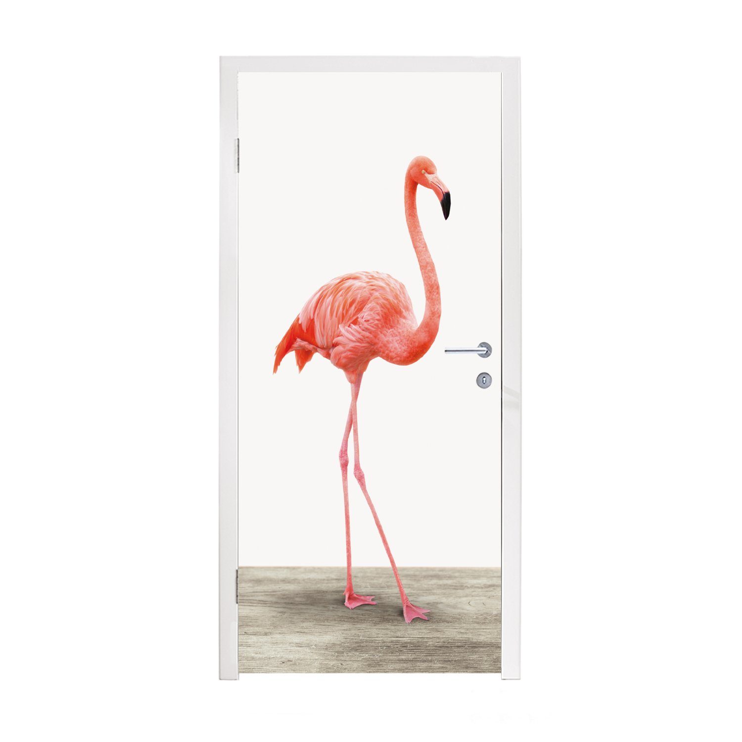 Kind, bedruckt, Rosa St), - Jungen - für Matt, Mädchen MuchoWow - Flamingo Türaufkleber, (1 Fototapete Türtapete Tür, - 75x205 Vogel - cm