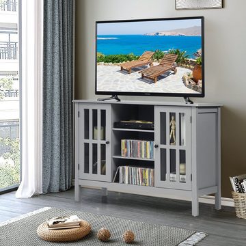 COSTWAY TV-Schrank 3-stufig, mit Türen und Regalen, 109 x 40 x 77 cm