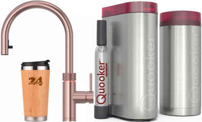 QUOOKER Küchenarmatur QUOOKER FLEX Zugauslauf Kupfer Rose' Combi B mit CUBE 2 (22XRCOCUBE) (2-St) 100°C Kochendwasserhahn mit Trinkwassersystem