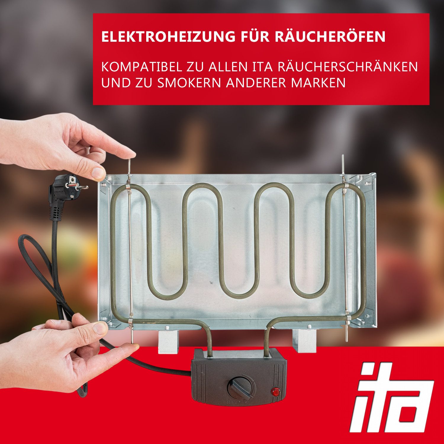 ITA Räucherofen Räucherofen Profi Elektroheizung 2000W zum Räuchern, 1-St., Heizspirale für ITA Räucherschränke und Smoker anderer Hersteller