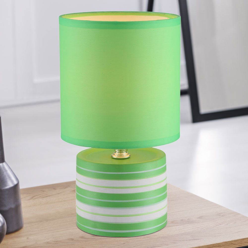etc-shop Tischleuchte, Leuchtmittel nicht inklusive, Schreib Nacht Textil Tisch Lampe grün weiß Wohn Zimmer