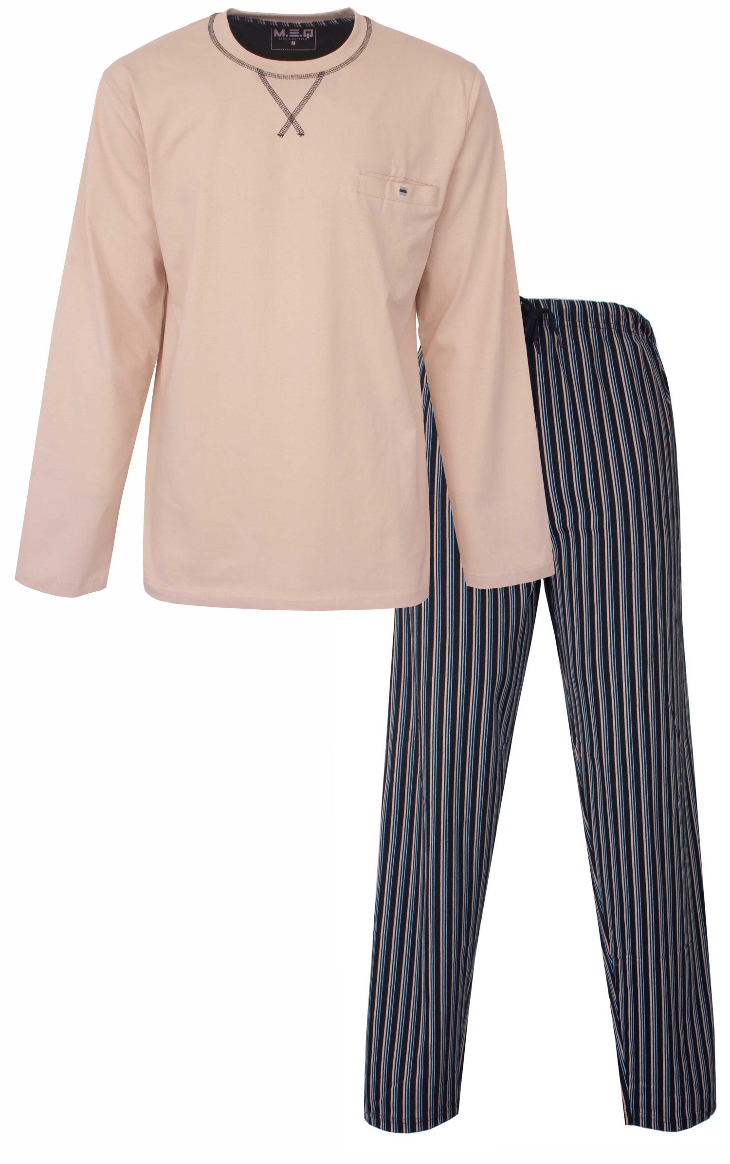 M.E.Q. Schlafanzug Herren Pyjama lang (2 tlg) Baumwolle günstig online kaufen