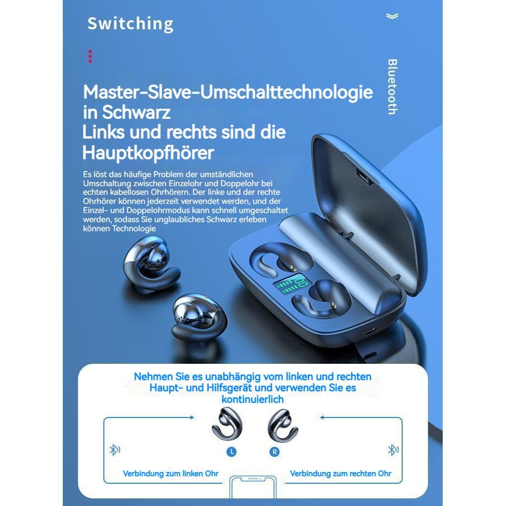 MOUTEN S19 Bluetooth-Headset, kabelloser Ohrclip, Farbe Bluetooth-Soundbrille Knochenleitung binaurale