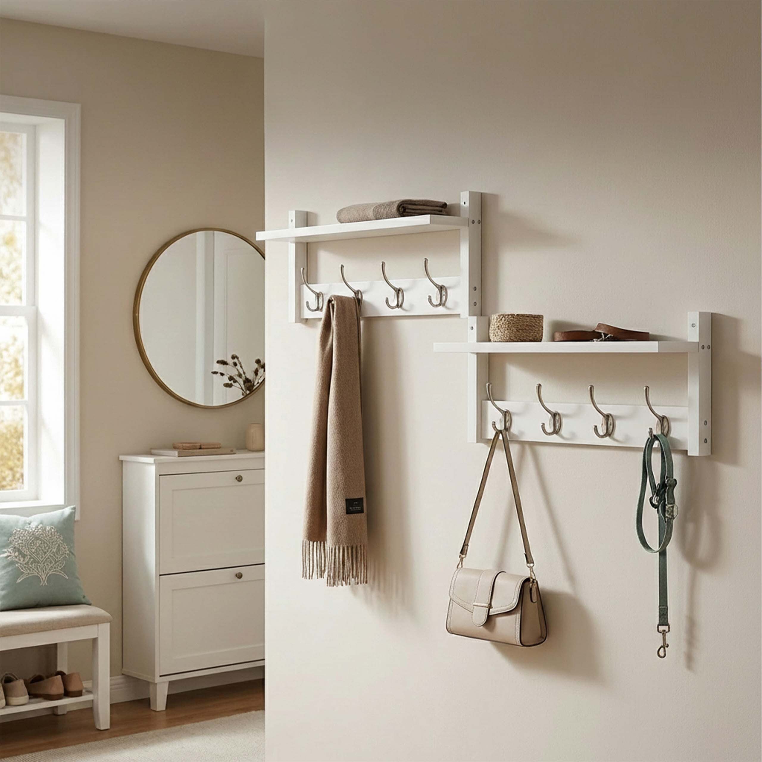 relaxdays Wandgarderobe im 2er Set, weiß