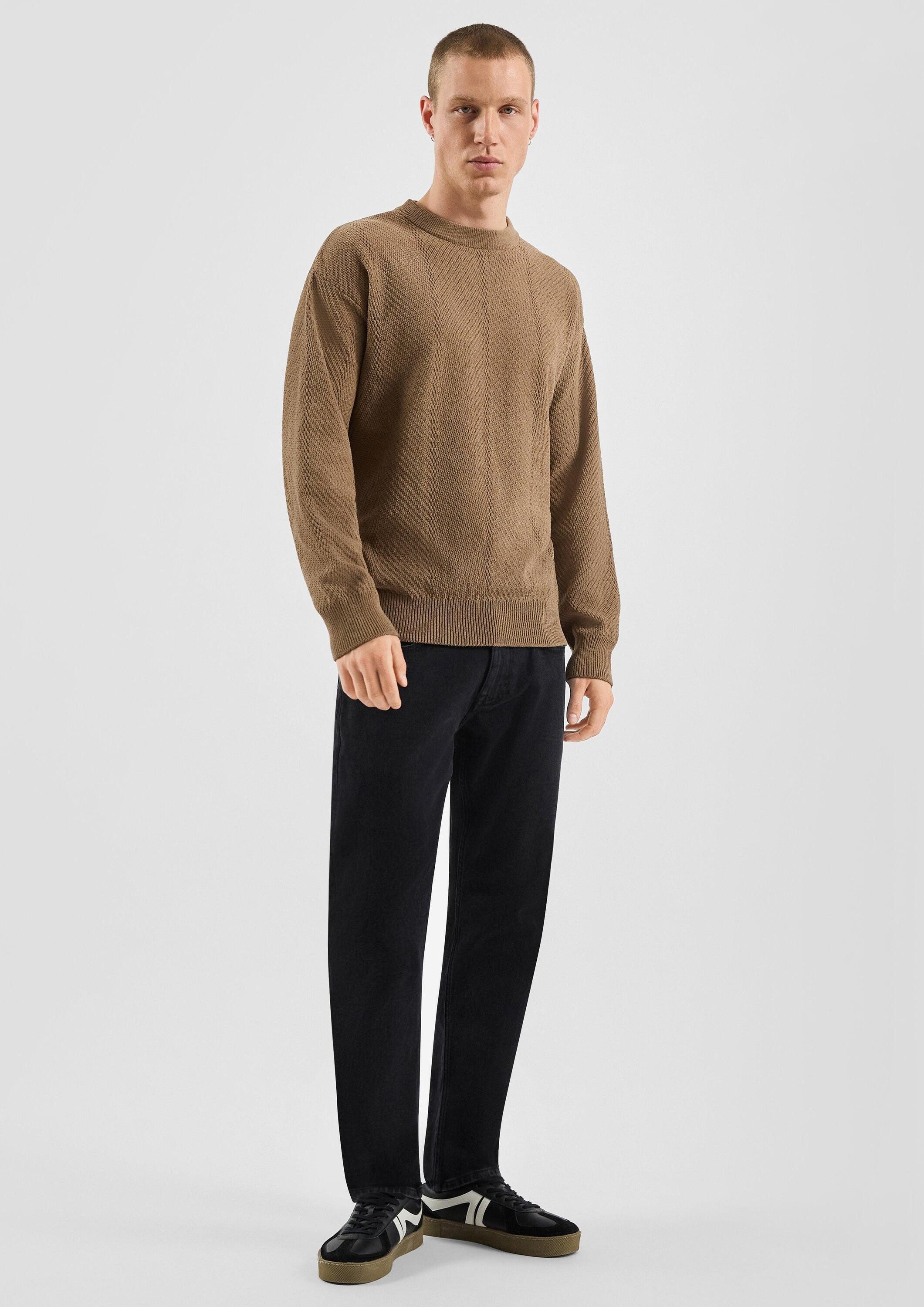 QS Longpullover Strickpullover Strukturierter Strickpullover