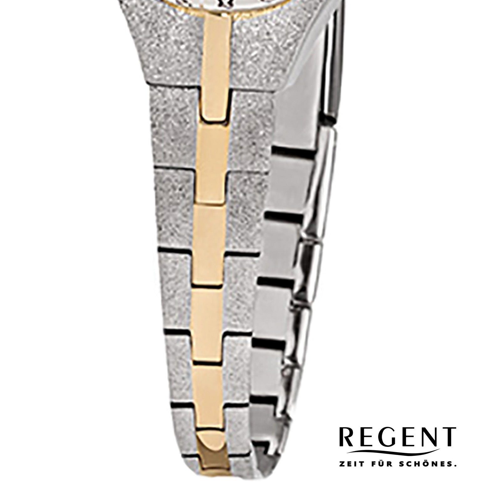 Regent Quarzuhr Regent Damen-Armbanduhr silber gold Analog, (Analoguhr), Damen Armbanduhr eckig, klein (ca. 18x23mm), Edelstahl, ionenplattiert