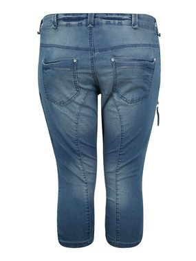 Zizzi 3/4-Jeans (1-tlg) Plain/ohne Details, Drapiert/gerafft