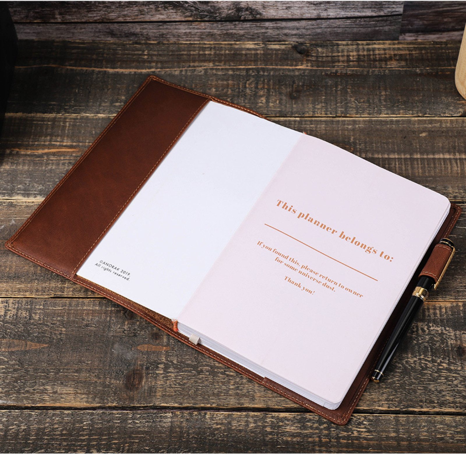 YUBRO-STUDIO Stifthülle Vintage Leder A5 Notizbuchhülle mit Stifthalter Robuste Schreibmappe