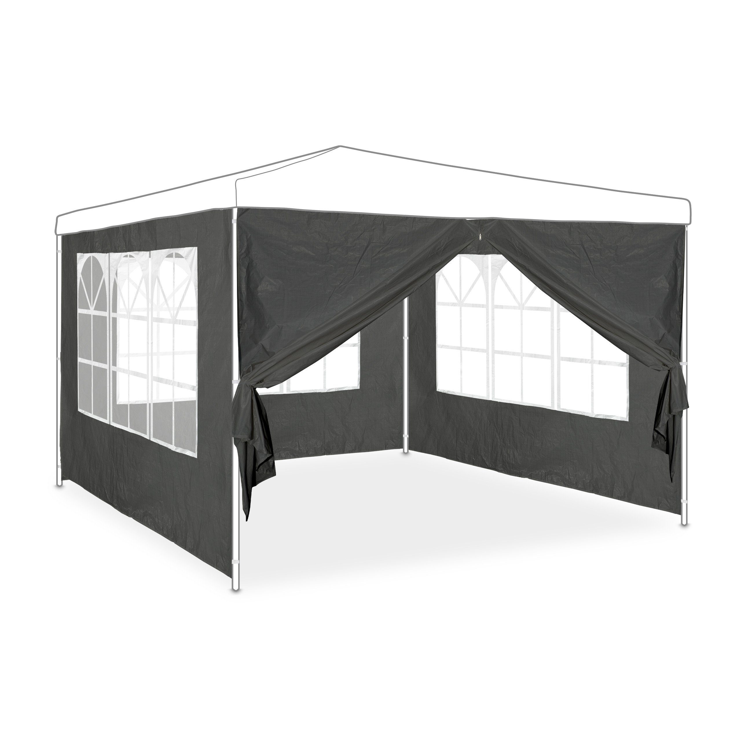 relaxdays Pavillonseitenteil Pavillon Seitenwand 4er-Set - Grau, 300x200 cm günstig online kaufen