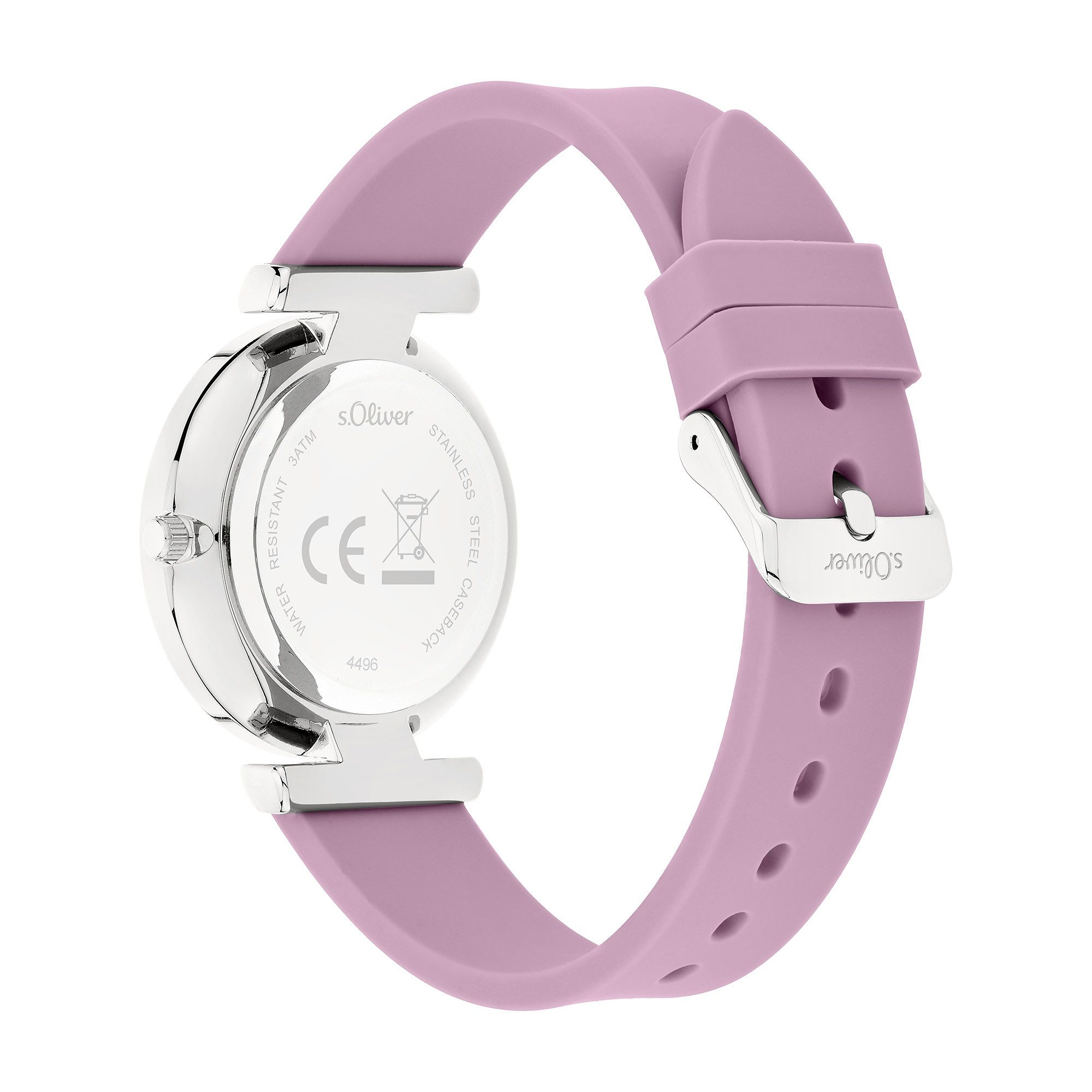 s.Oliver Quarzuhr Soft Connection SO-4496-PQ, Armbanduhr, Damenuhr, Silikonarmband, analog