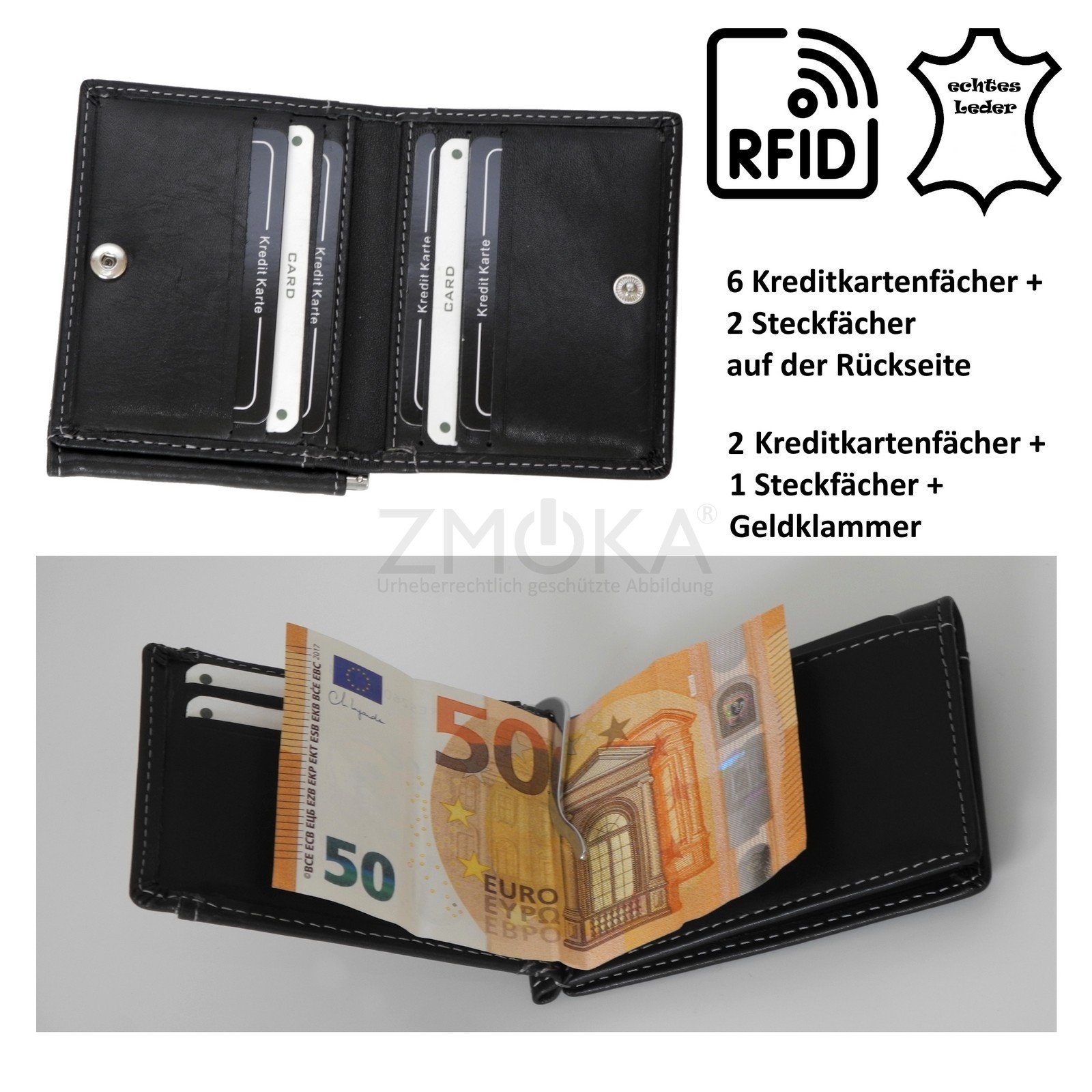 - Leder Only Geldbörse Geldklammer Schwarz Only RFID Wild Things !!! safe Things Auswahl Wild Geldbörse