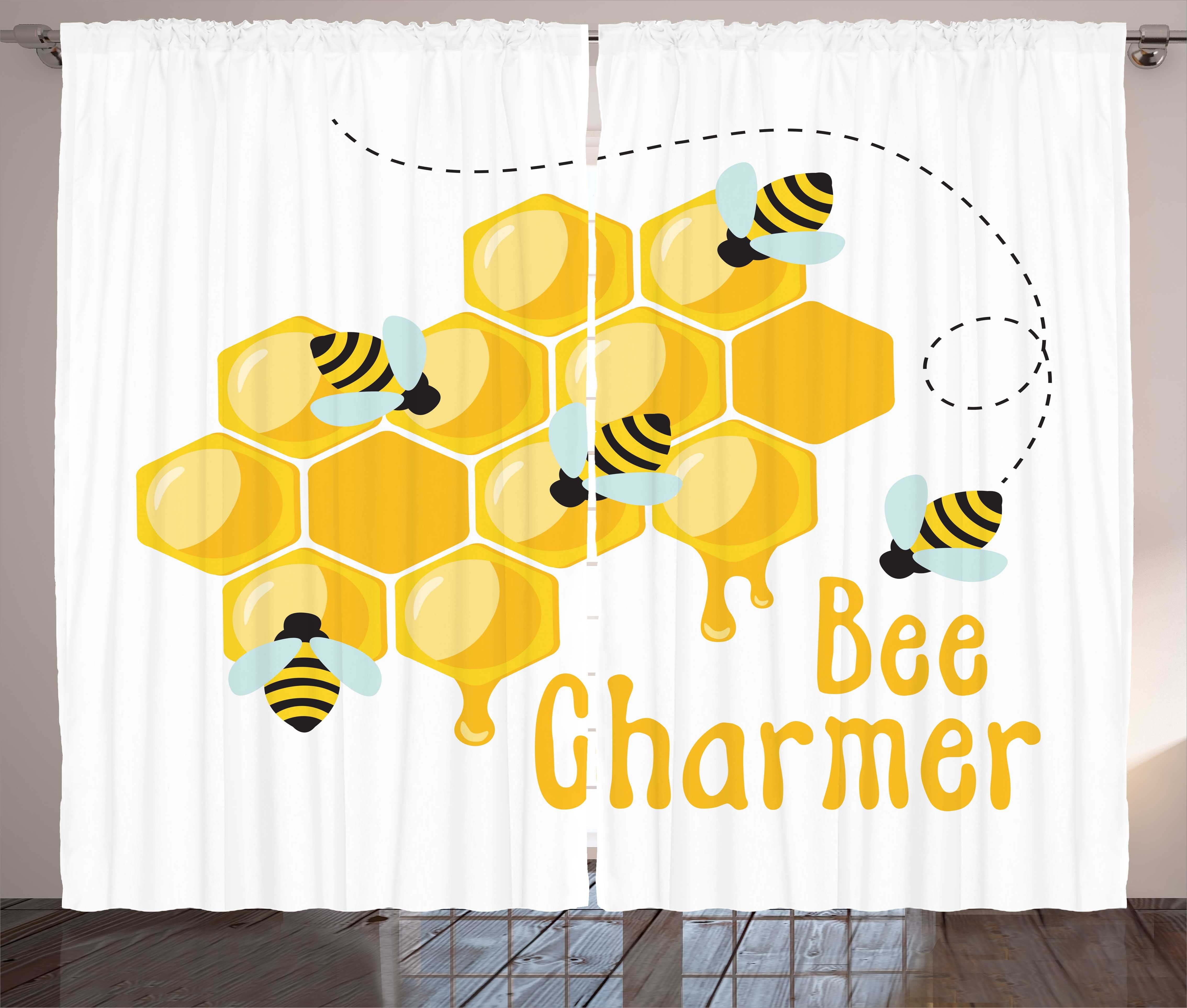 Gardine Schlafzimmer Kräuselband Vorhang mit Schlaufen und Haken, Abakuhaus, Honey Bee Biene Charmeur Beschriftung