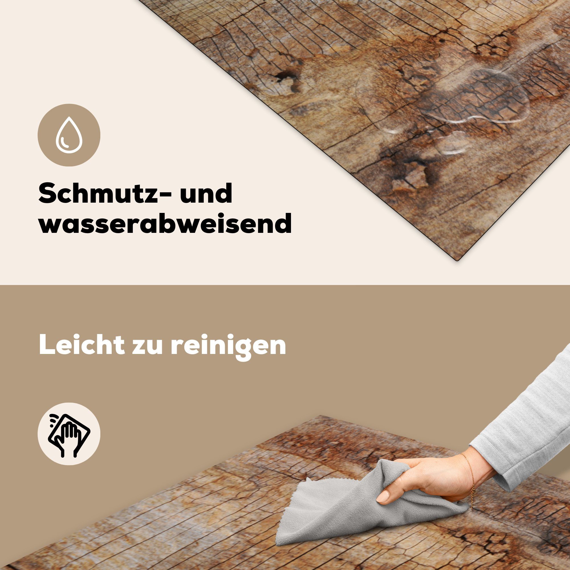 küche Ceranfeldabdeckung, Baumstamm - Holz, cm, Vinyl, tlg), 78x78 Herdblende-/Abdeckplatte Baumrinde für - (1 MuchoWow Arbeitsplatte