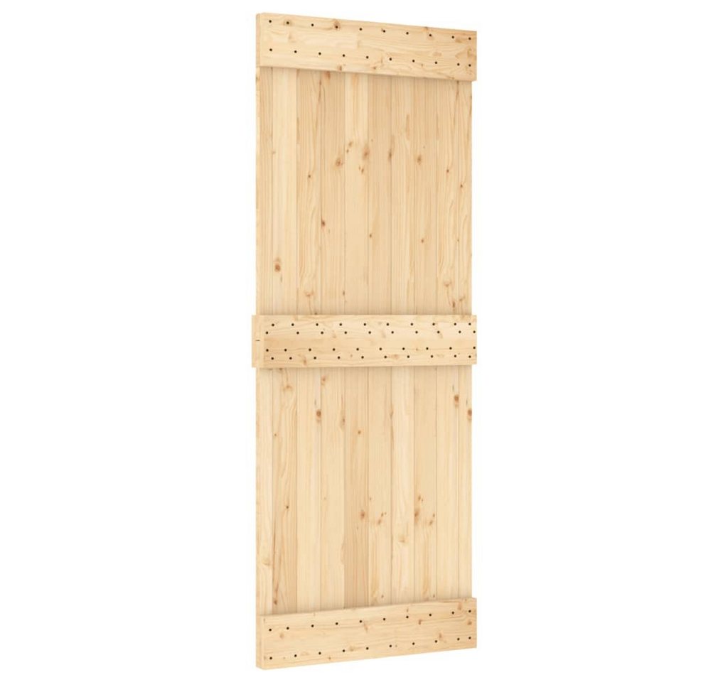 Thumbnail - vidaXL Schiebetür Schiebetür mit Beschlag 80x210 cm Massivholz Kiefer