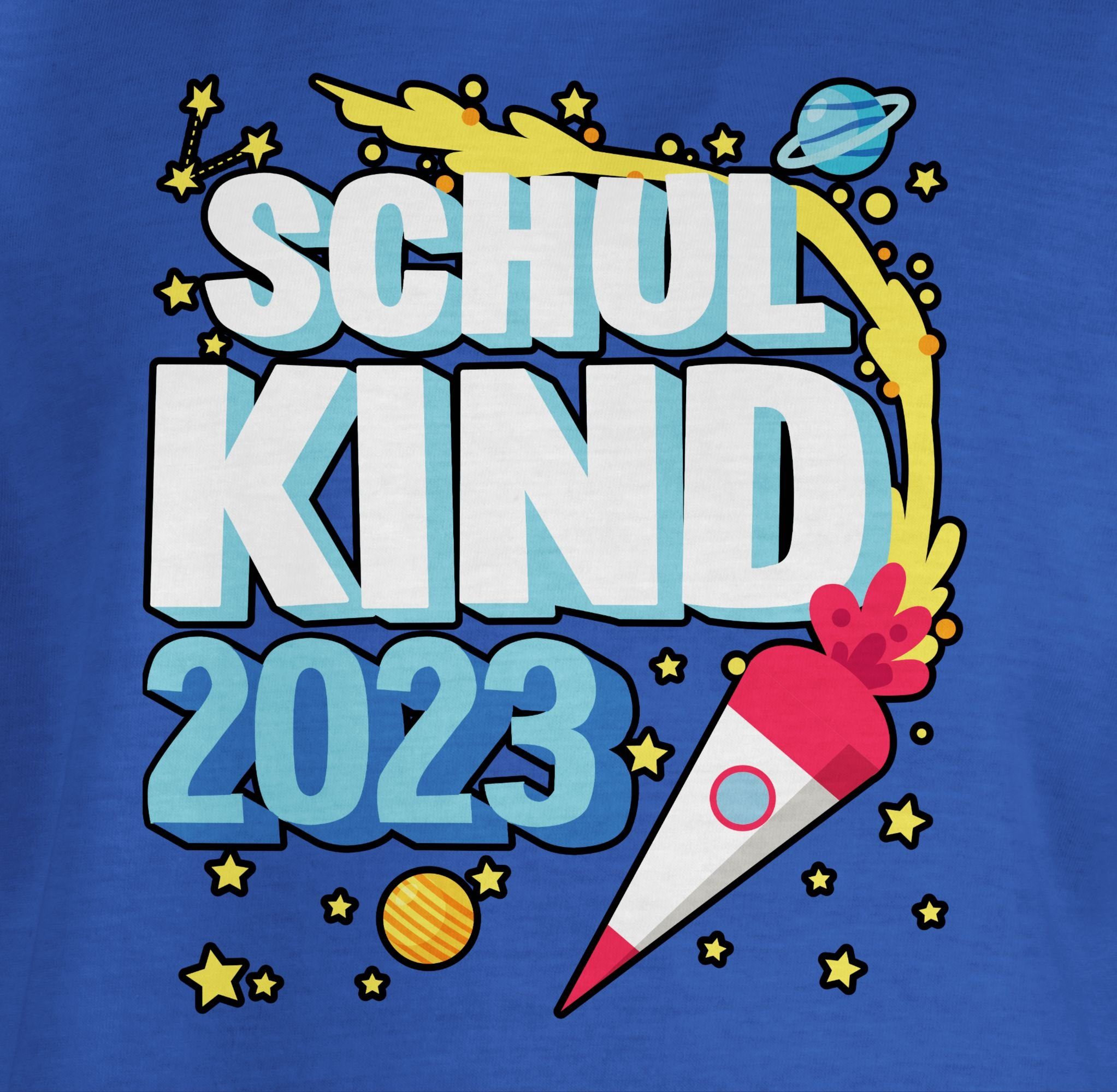 Royalblau Geschenke Sternen Endlich 1 - schwarz Schulanfang Junge Shirtracer Schulkind und T-Shirt Einschulung Rakete 2023 mit